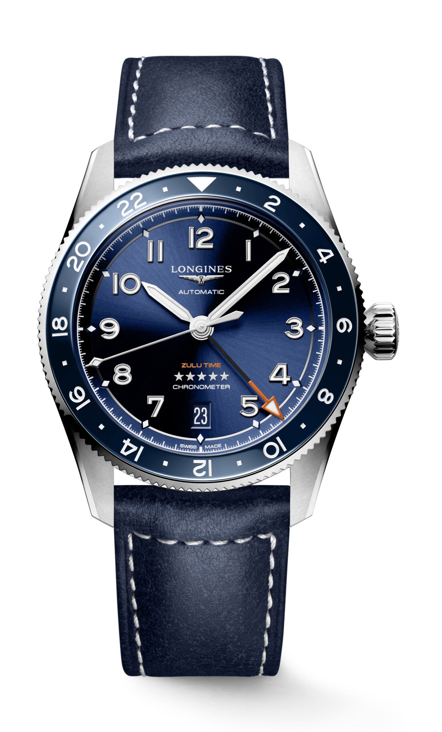 Longines Spirit Zulu Time luxury timepiece - detailed view