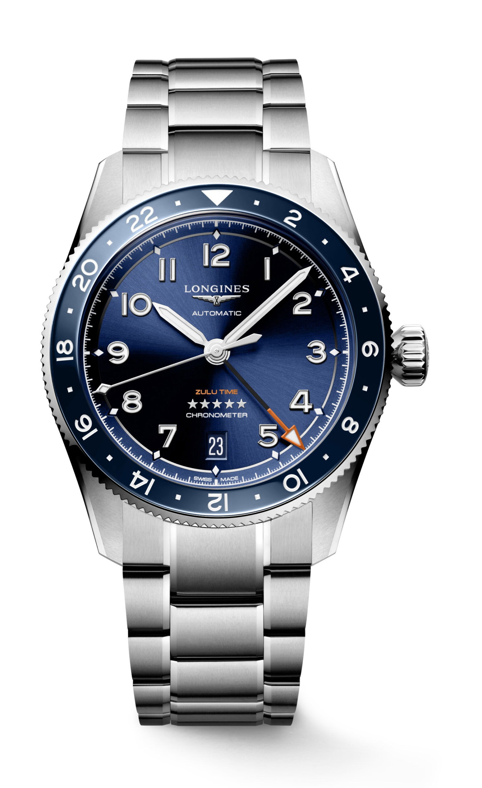 Longines Spirit Zulu Time luxury timepiece - detailed view