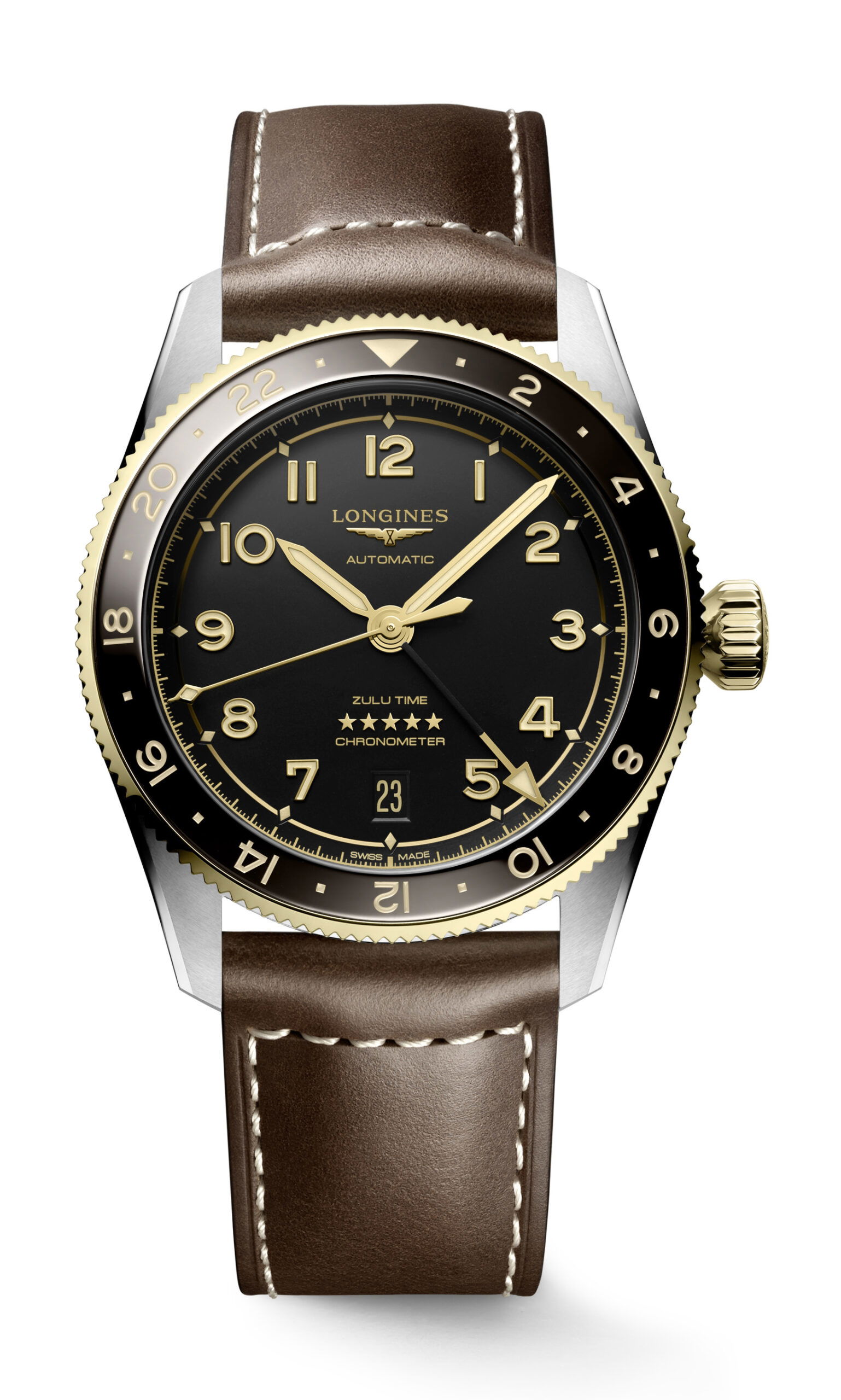 Longines Spirit Zulu Time luxury timepiece - detailed view