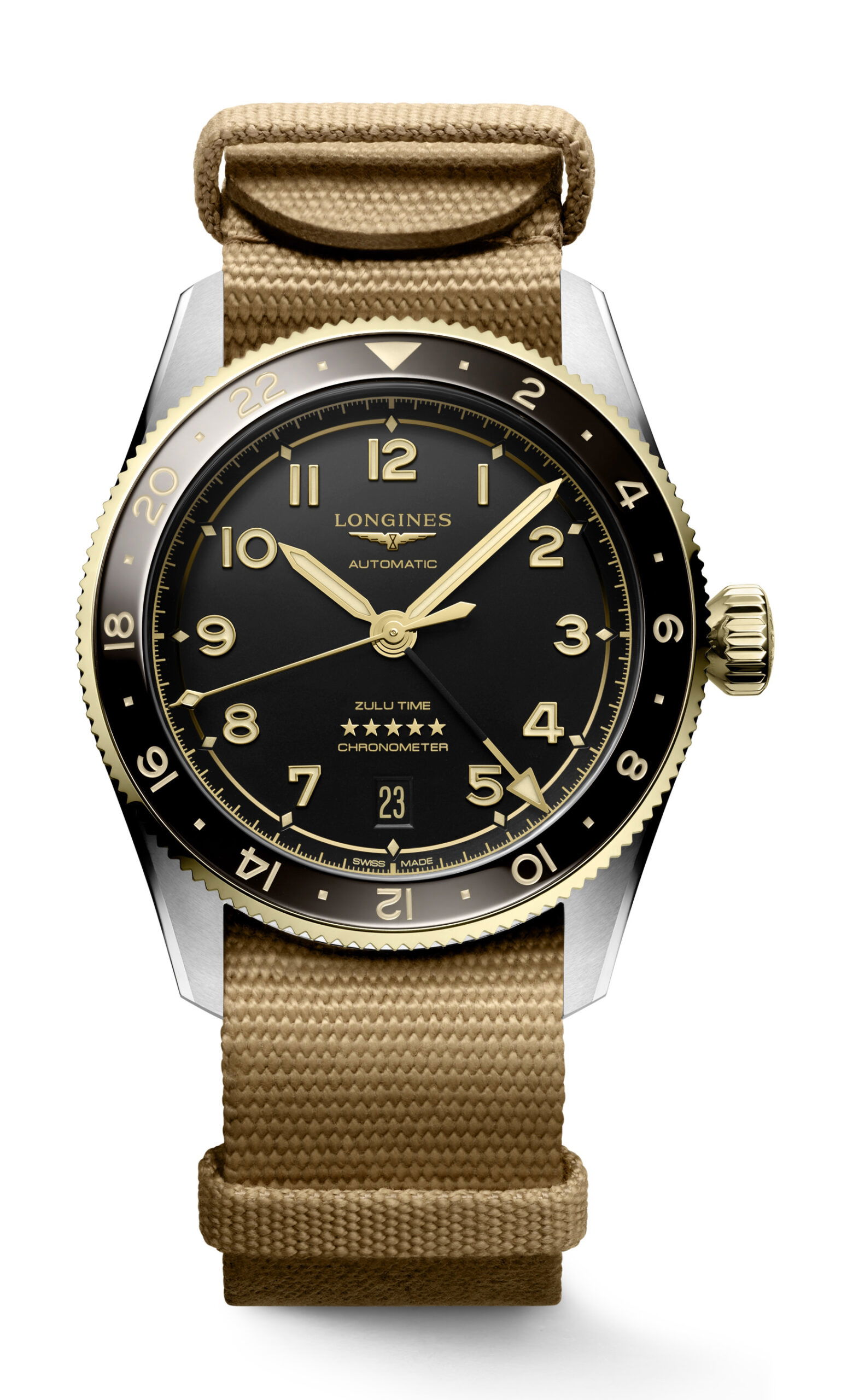 Longines Spirit Zulu Time luxury timepiece - detailed view