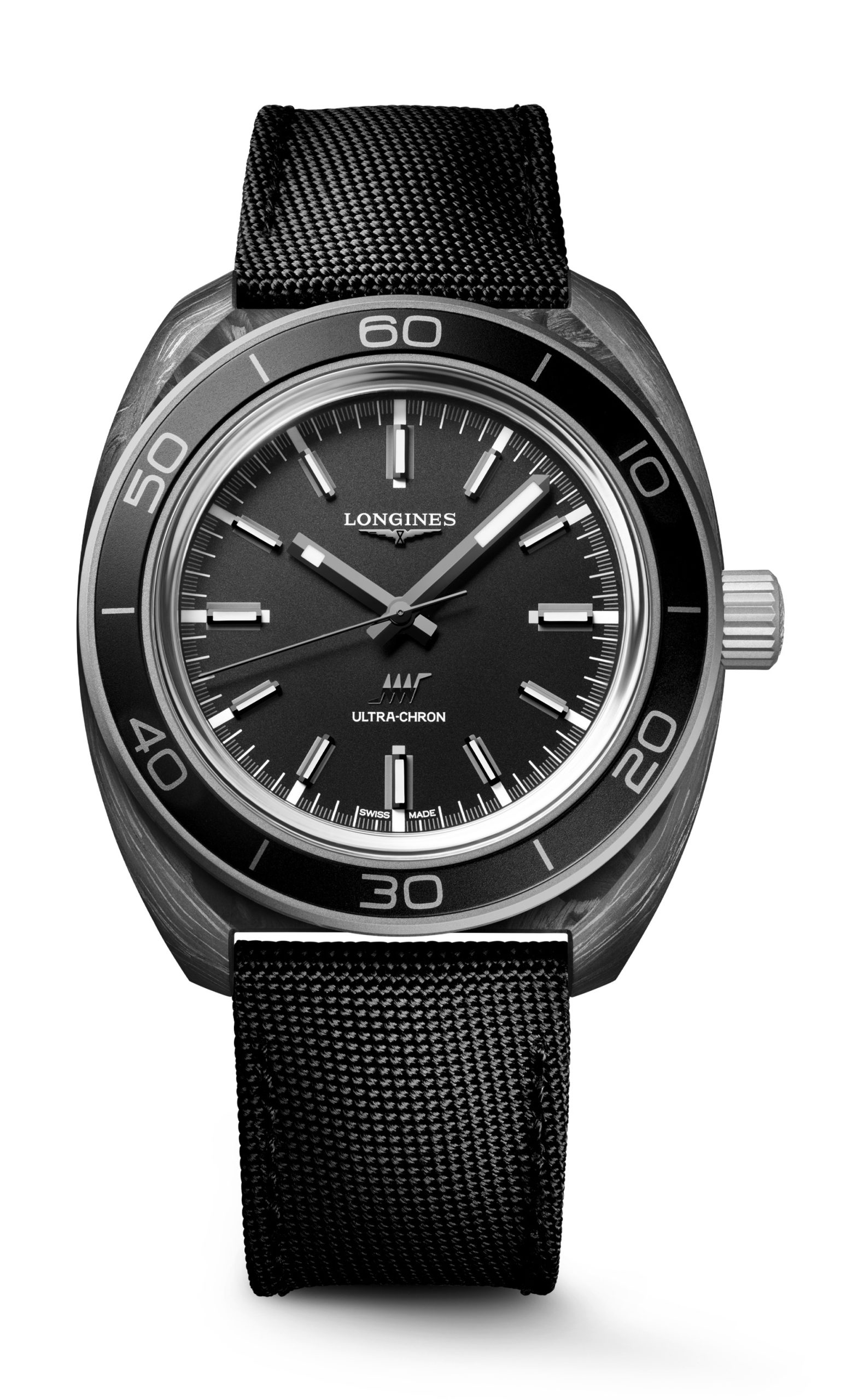Longines Ultra-Chron Carbon luxury timepiece - detailed view