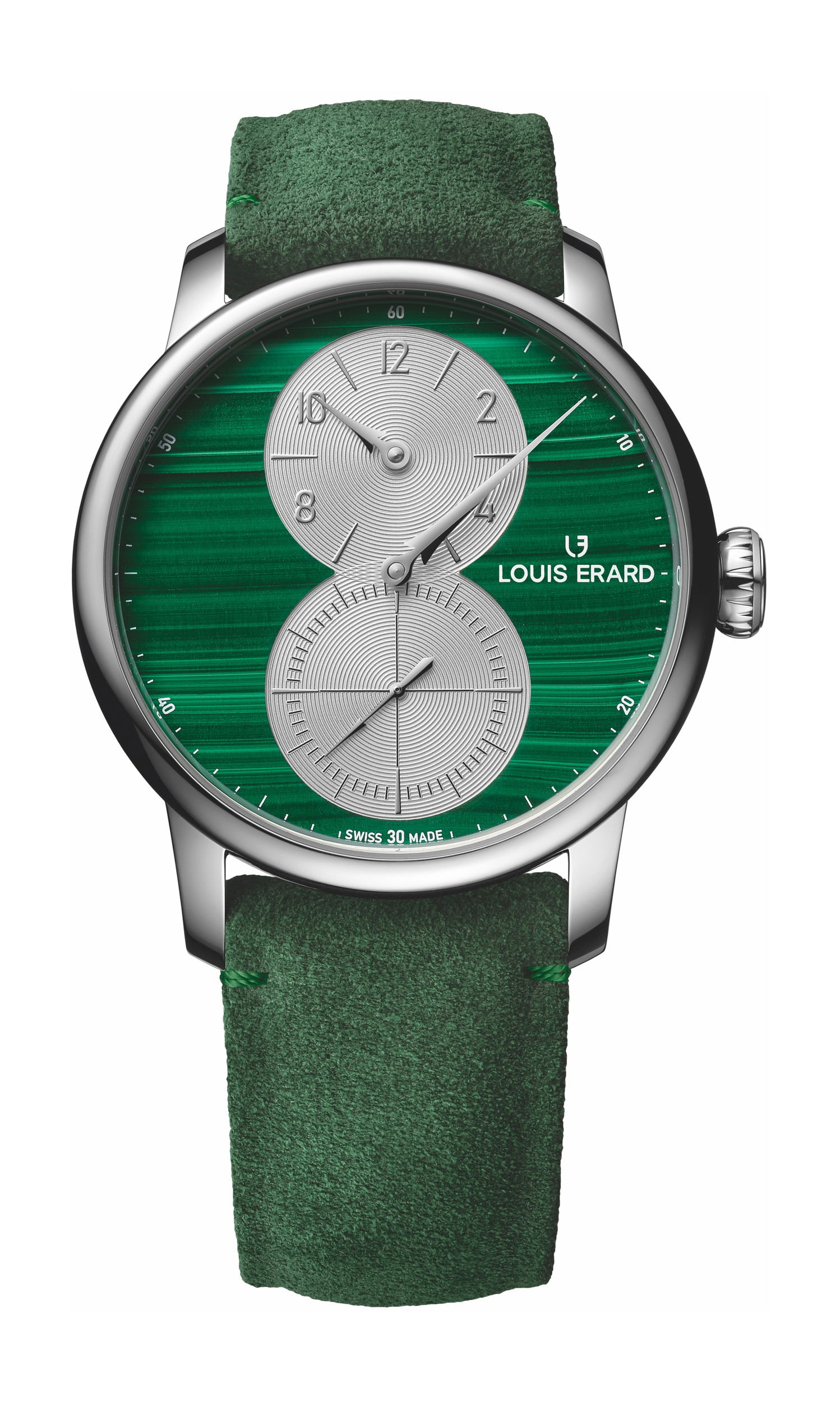 Louis Erard Excellence Régulateur Malachite luxury timepiece - detailed view