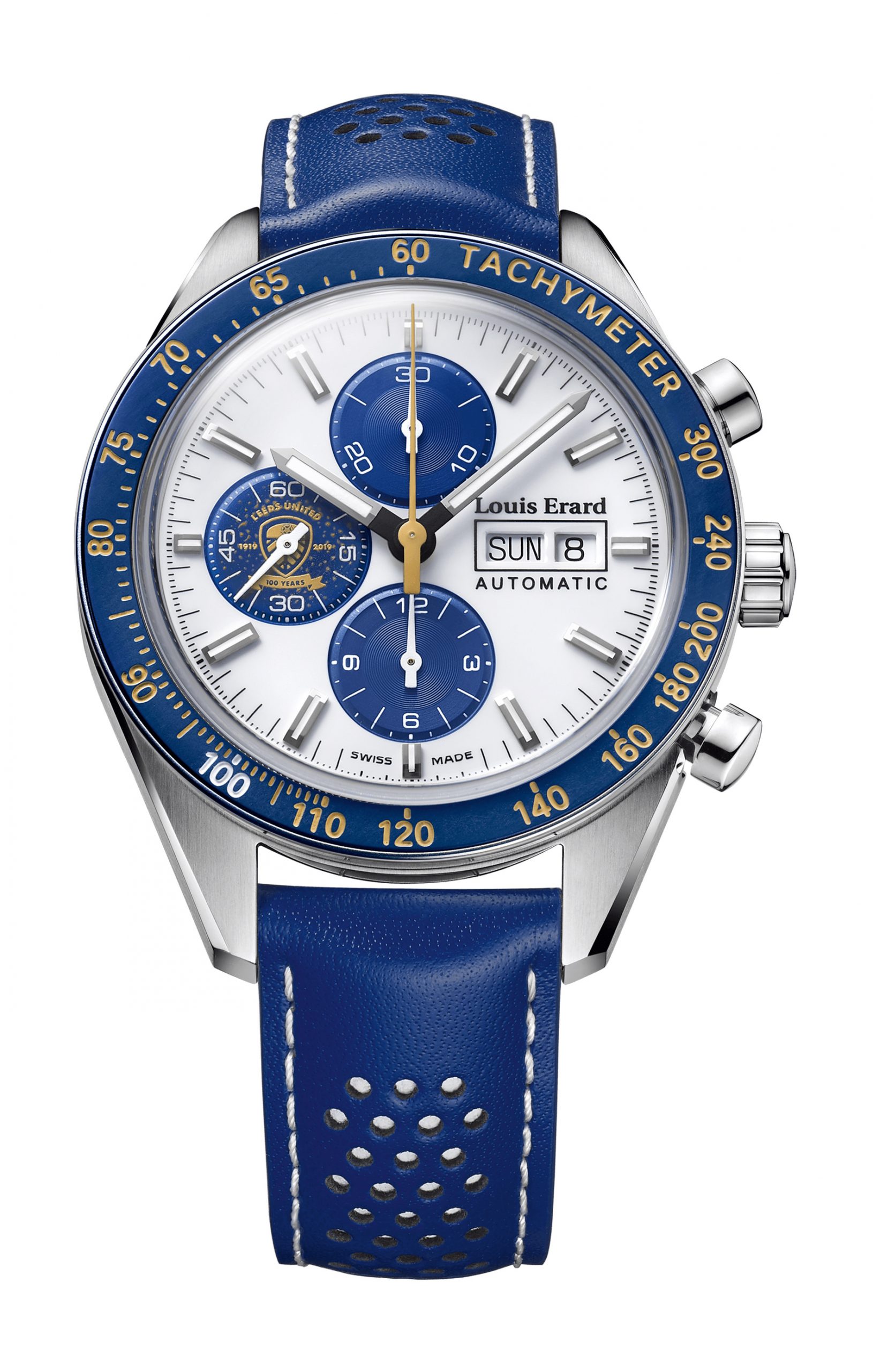 Louis Erard Leeds United FC Centenary Limited Edition luxury timepiece - detailed view