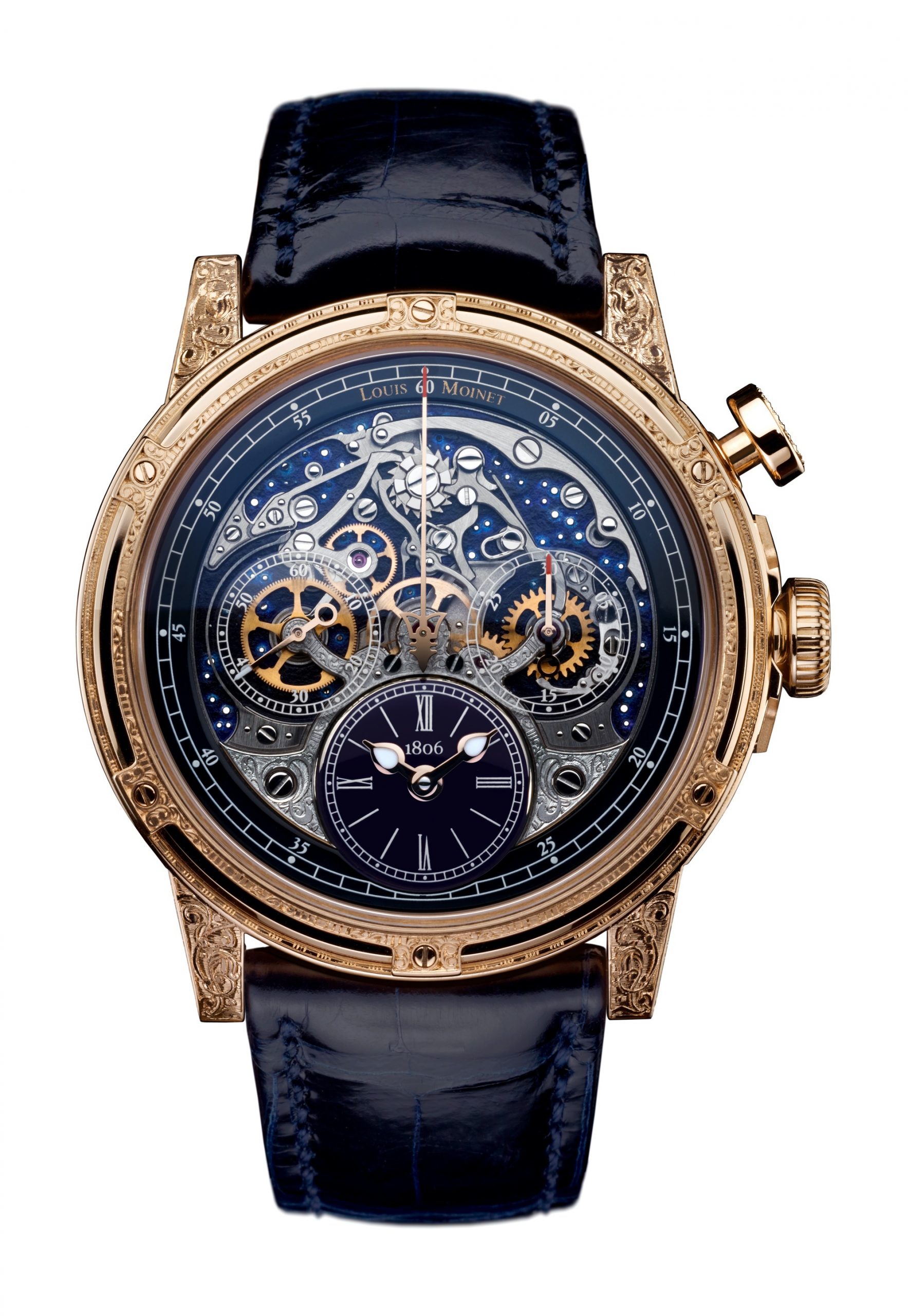 Louis Moinet Memoris Red Eclipse luxury timepiece - detailed view