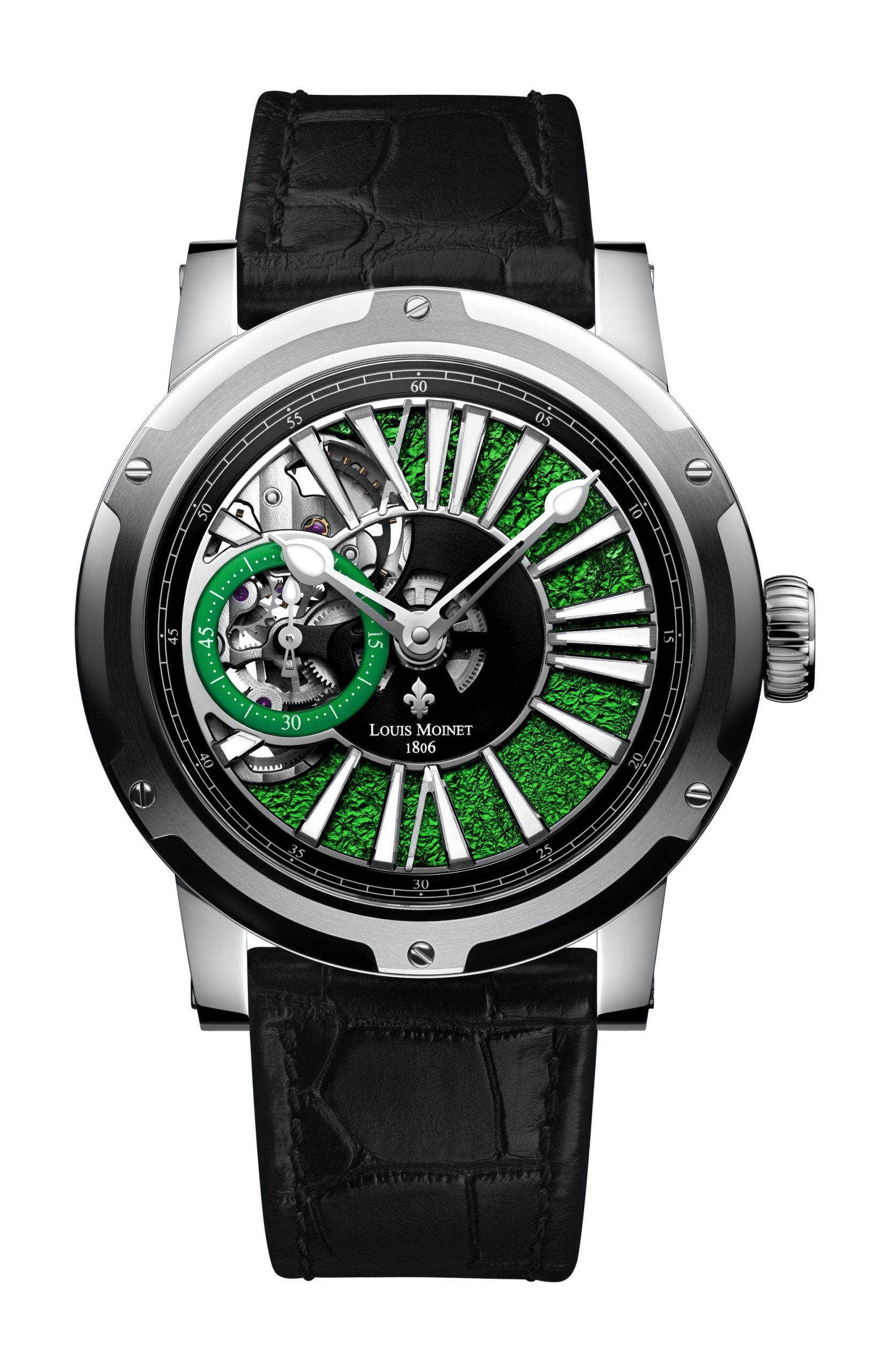 Louis Moinet Metropolis Magic Green luxury timepiece - detailed view