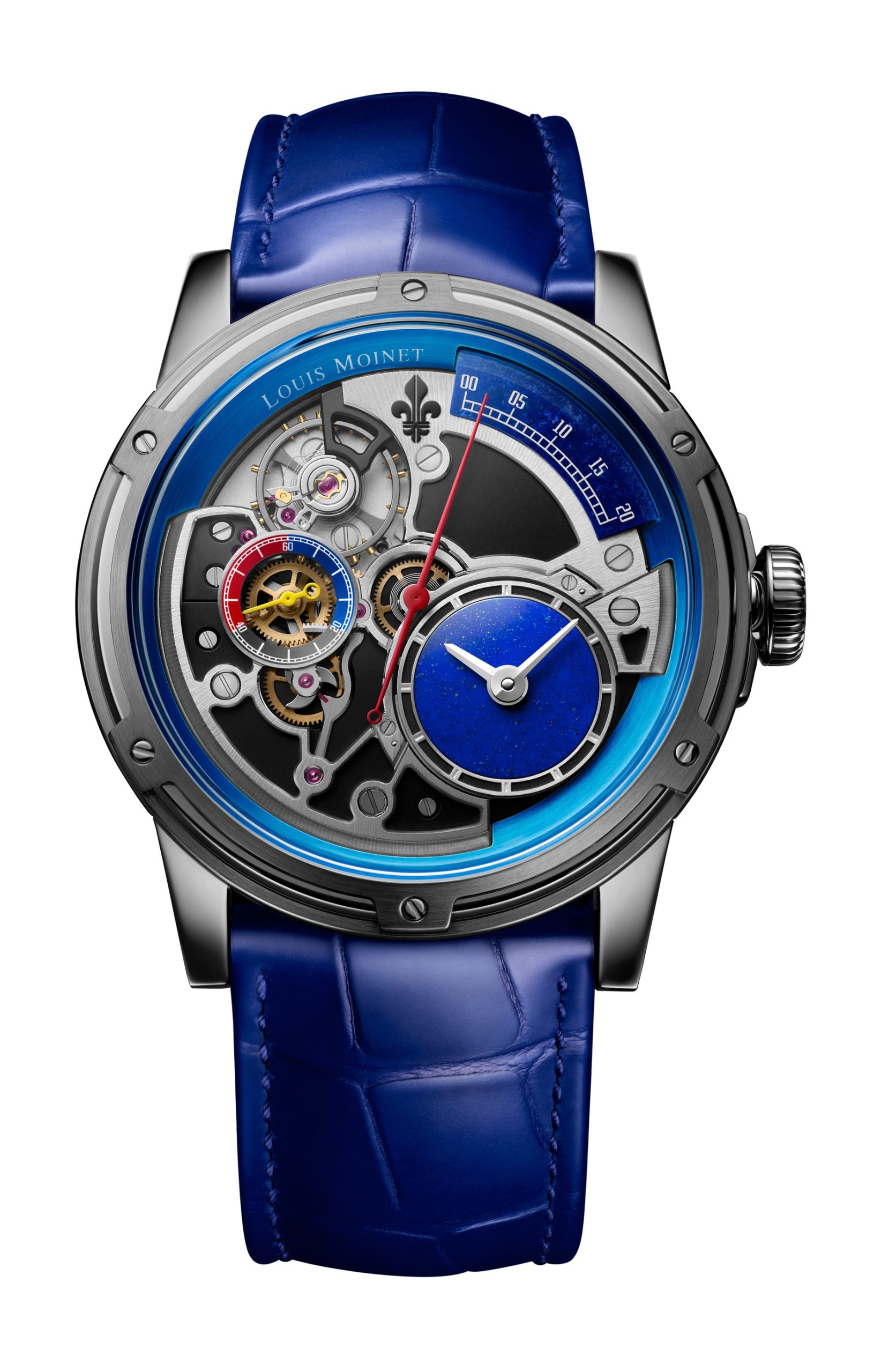 Louis Moinet Tempograph NEO Lapis Lazuli luxury timepiece - detailed view