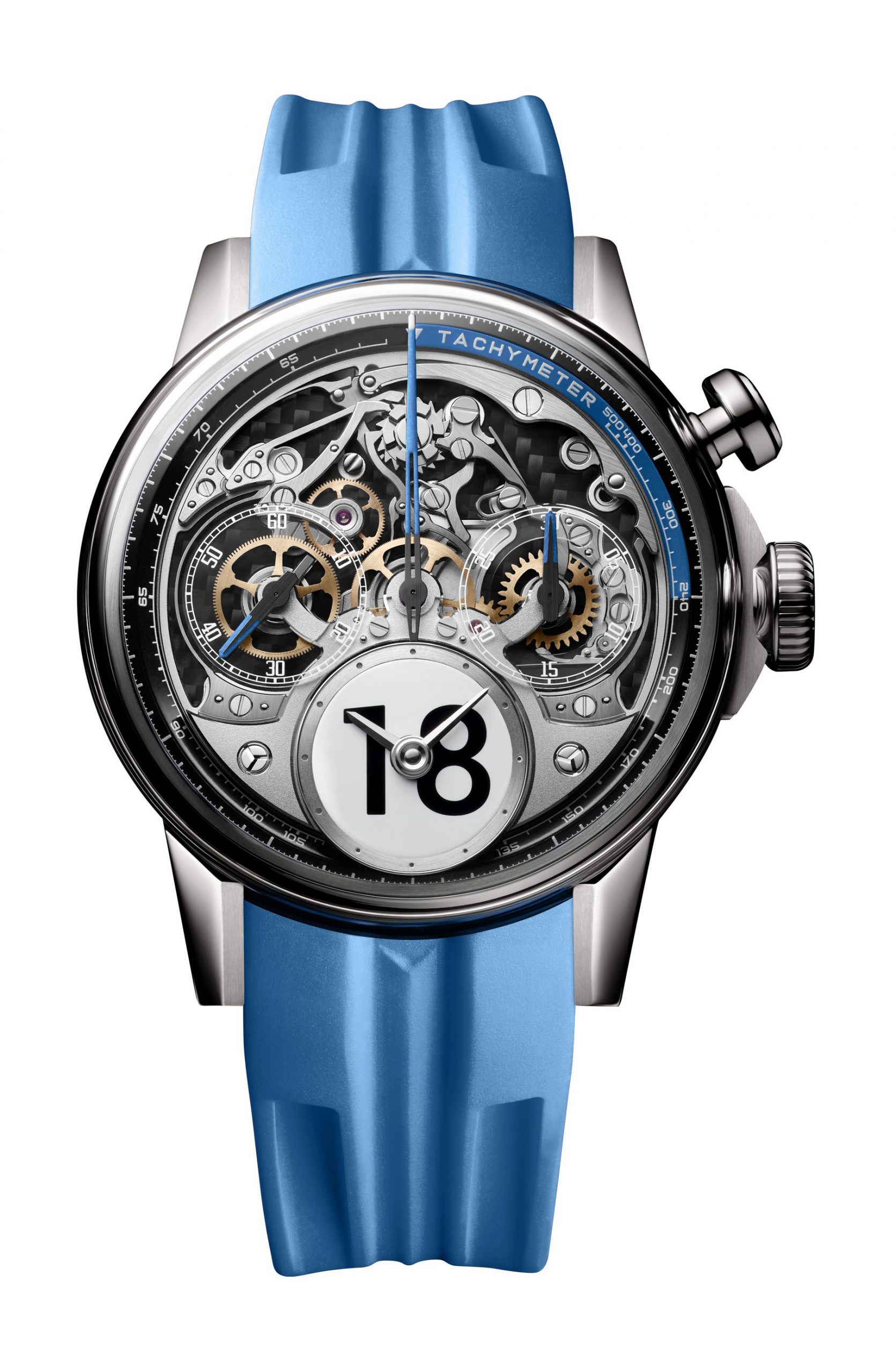 Louis Moinet Time to Race Bleu de France luxury timepiece - detailed view
