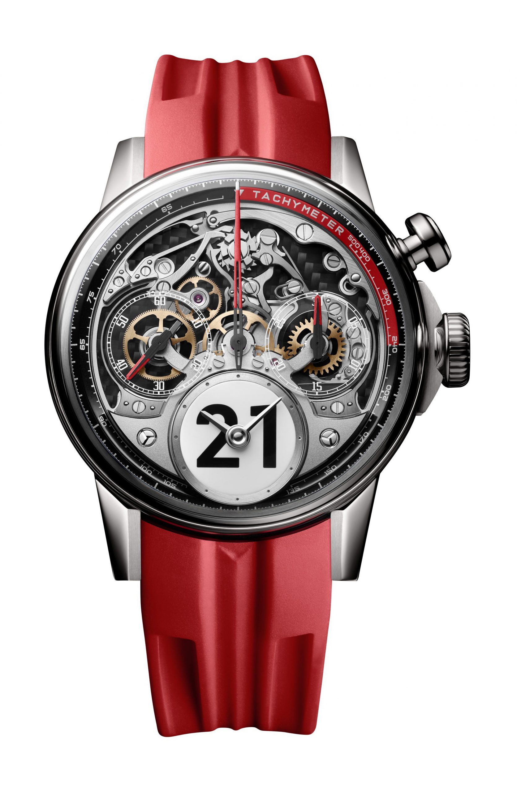 Louis Moinet Time to Race Rosso Corsa luxury timepiece - detailed view