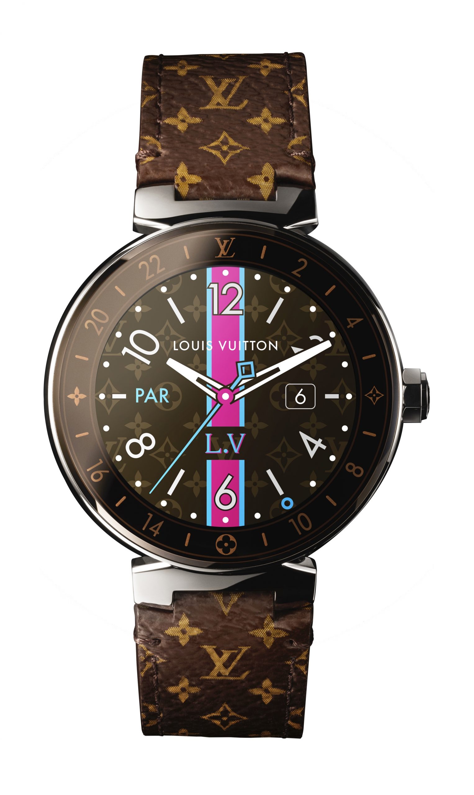 Louis Vuitton Tambour Horizon Monogram luxury timepiece - detailed view