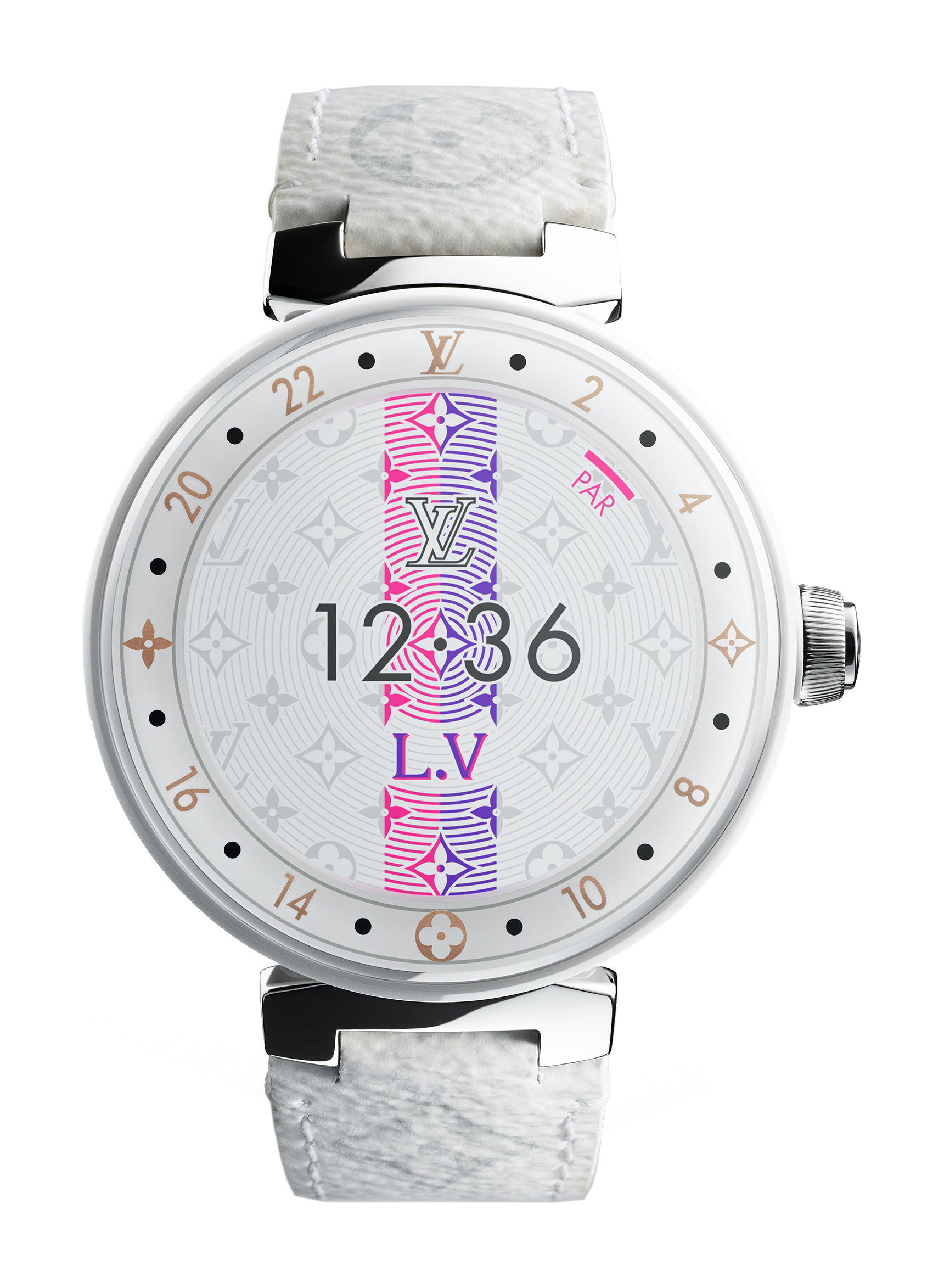 Louis Vuitton Tambour Horizon Pure White luxury timepiece - detailed view