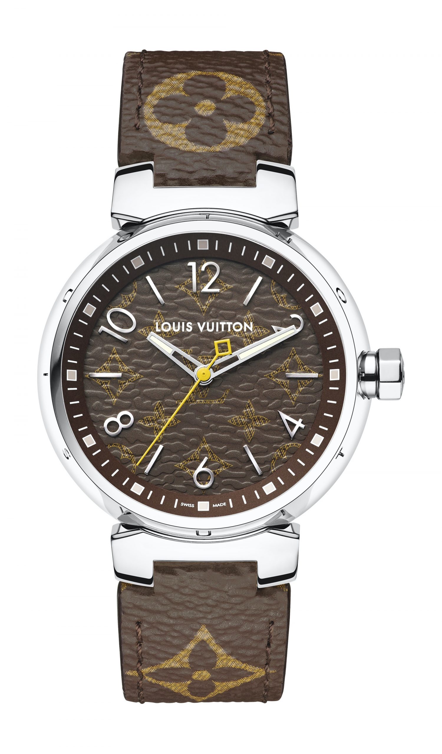 Louis Vuitton Tambour Monogram luxury timepiece - detailed view