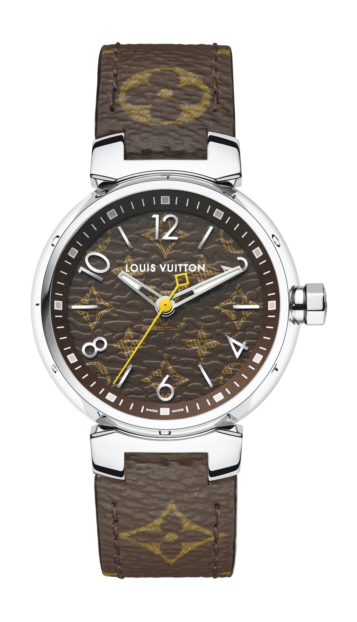Louis Vuitton Tambour Monogram luxury timepiece - detailed view