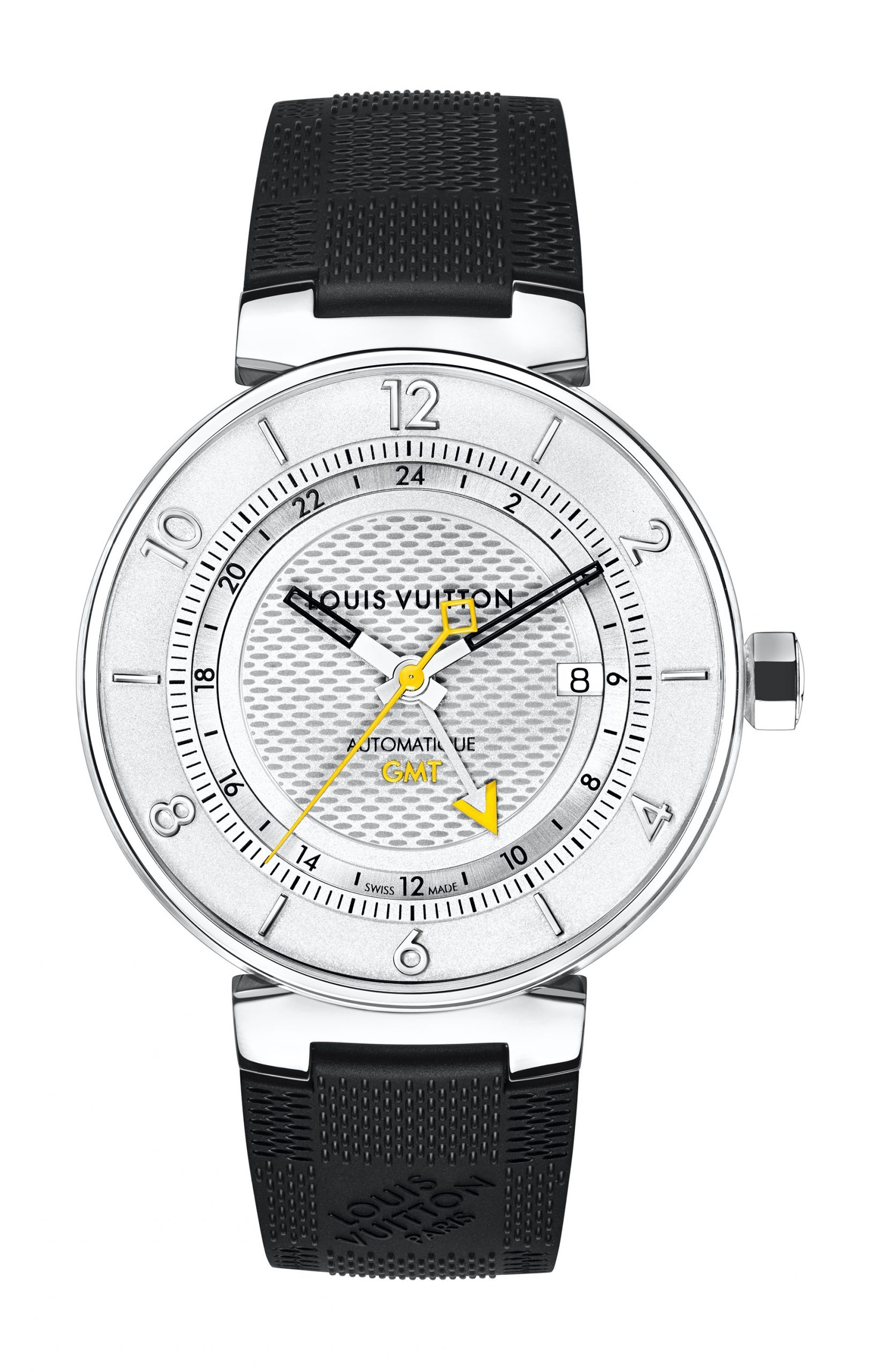 Louis Vuitton Tambour Moon GMT Silver luxury timepiece - detailed view