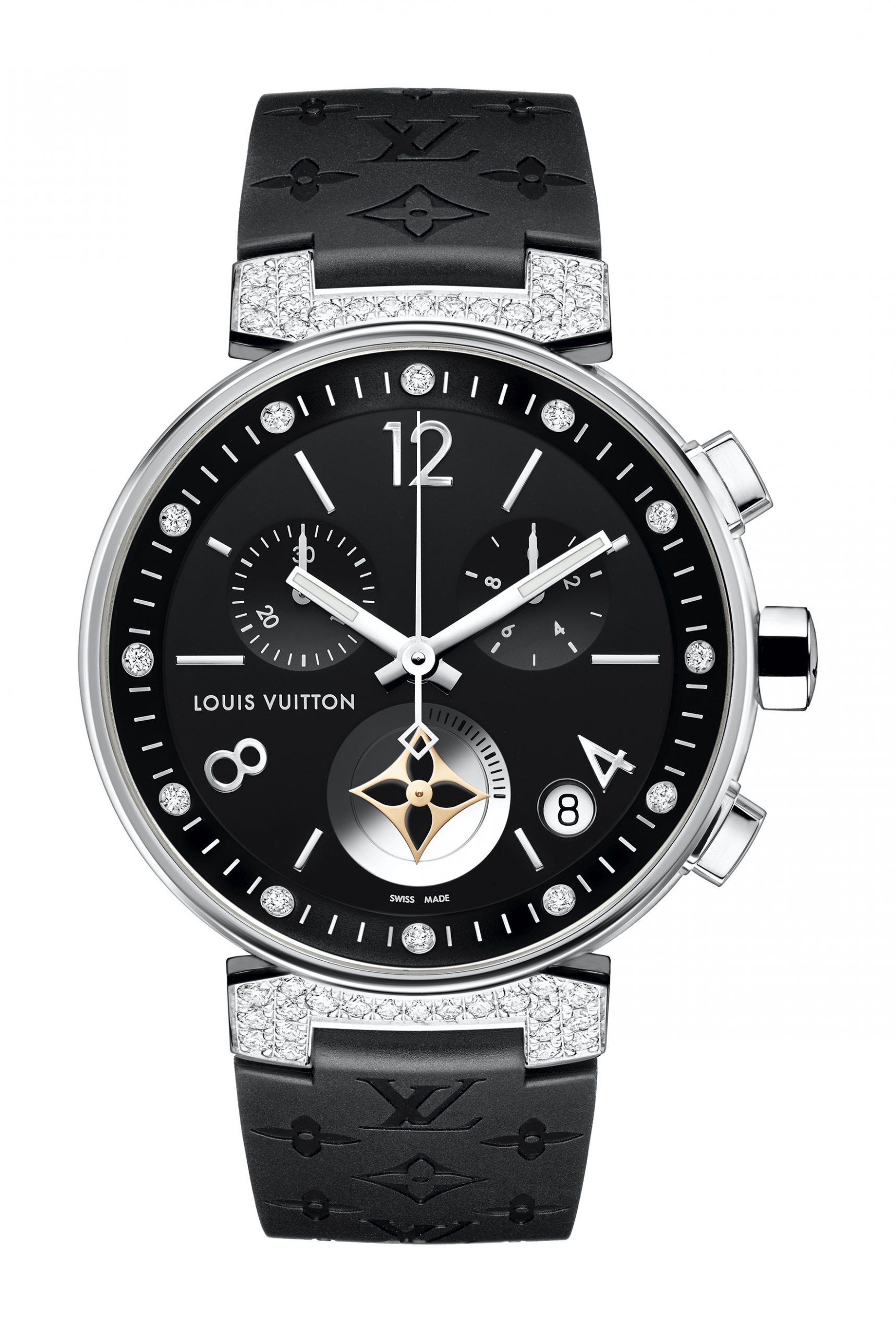 Louis Vuitton Tambour Moon Star Chronograph Noire & Diamants luxury timepiece - detailed view