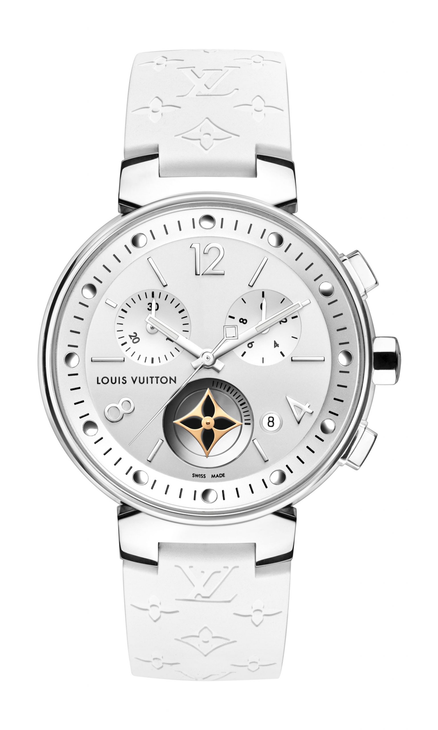 Louis Vuitton Tambour Moon Star Chronograph White luxury timepiece - detailed view