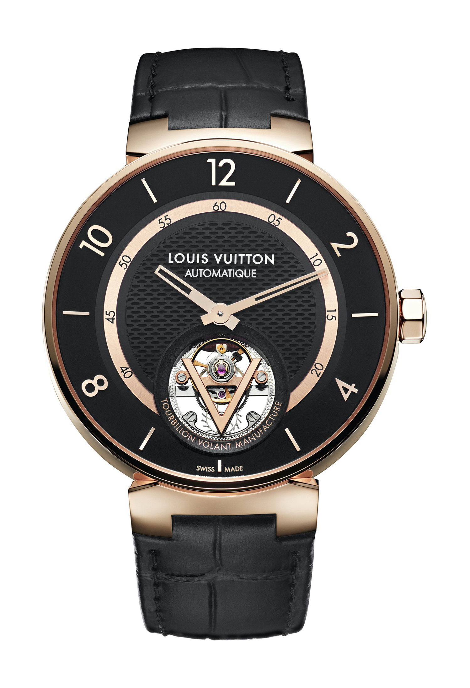 Louis Vuitton Tambour Moon Tourbillon Volant luxury timepiece - detailed view