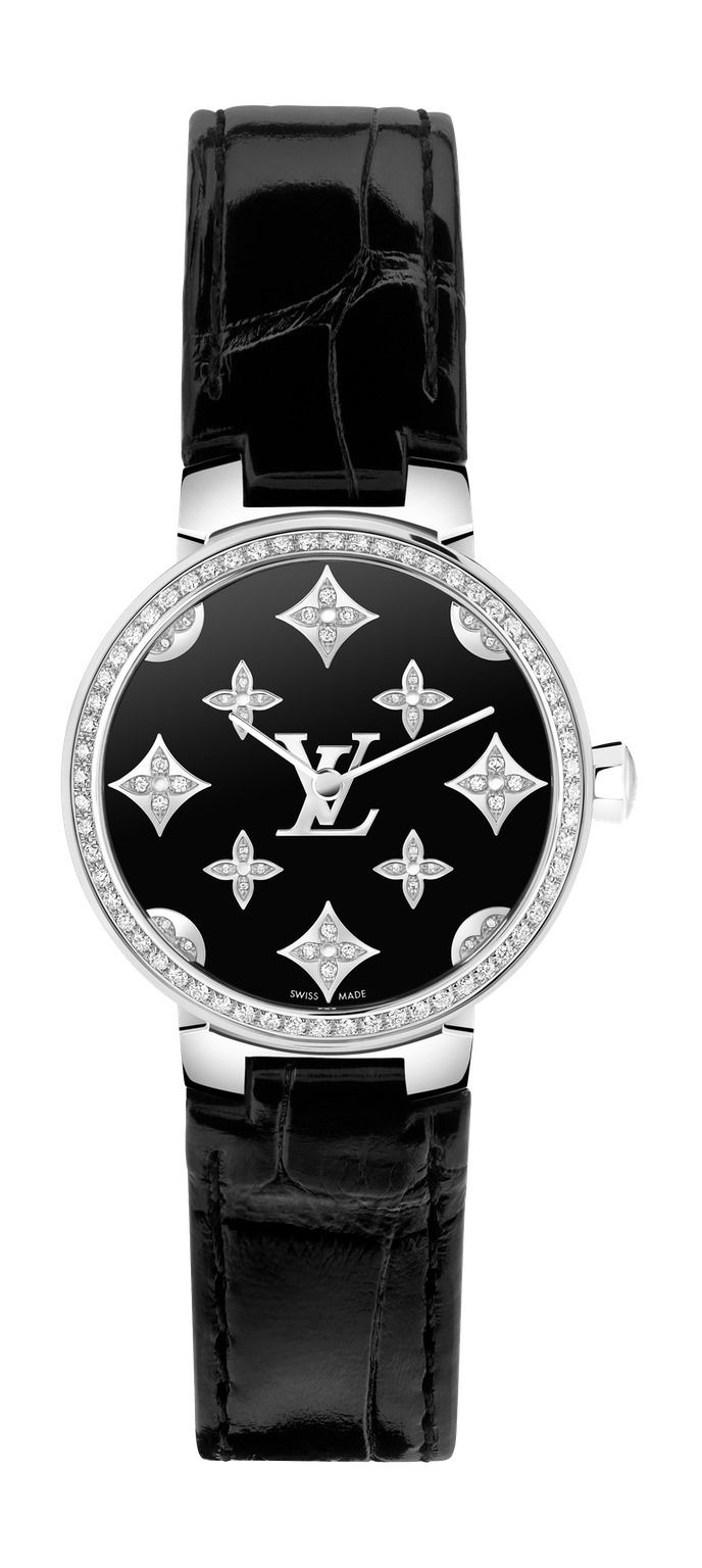 Louis Vuitton Tambour Slim Monogram Dentelle Black luxury timepiece - detailed view
