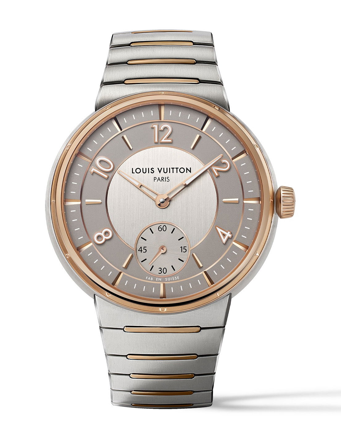 Louis Vuitton Tambour Steel & Gold luxury timepiece - detailed view