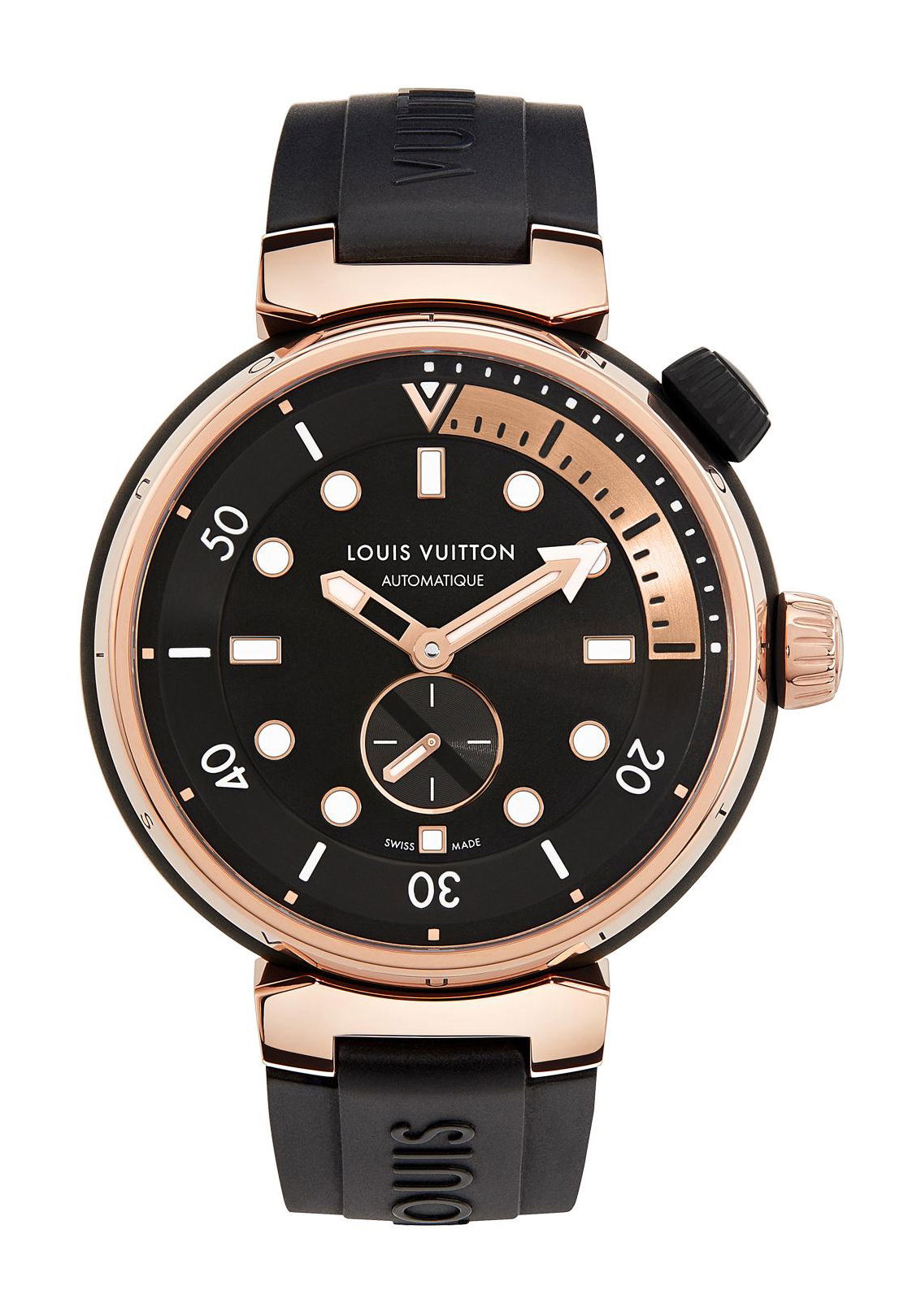 Louis Vuitton Tambour Street Diver Black Blaze luxury timepiece - detailed view