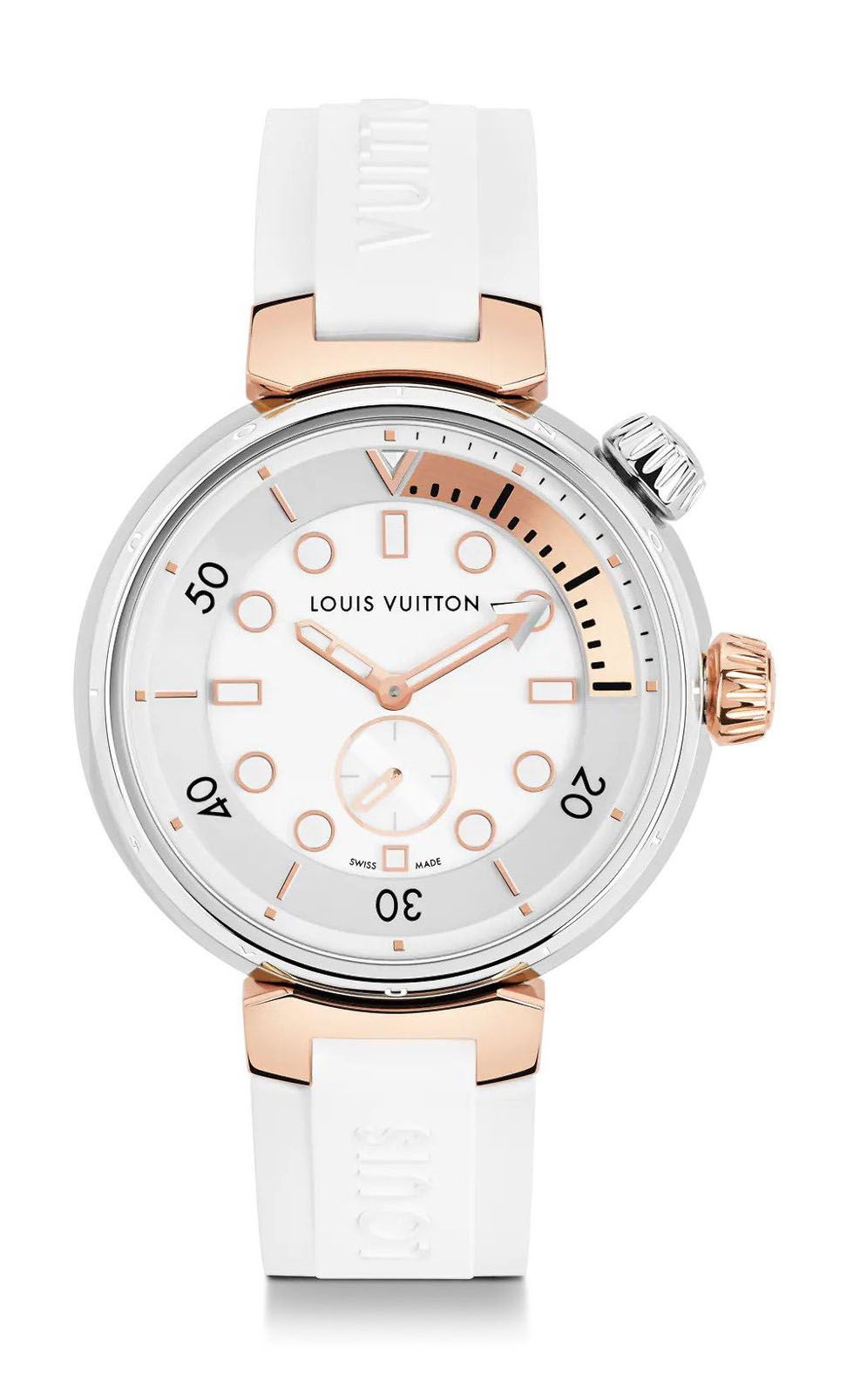 Louis Vuitton Tambour Street Diver Gold Lagoon luxury timepiece - detailed view