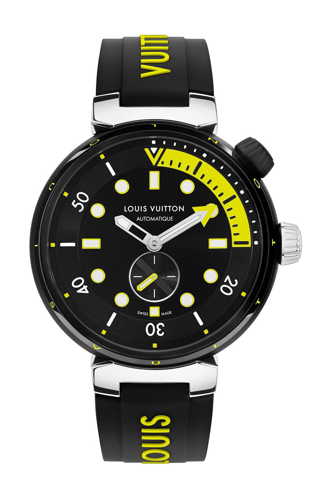 Louis Vuitton Tambour Street Diver Neon Black luxury timepiece - detailed view