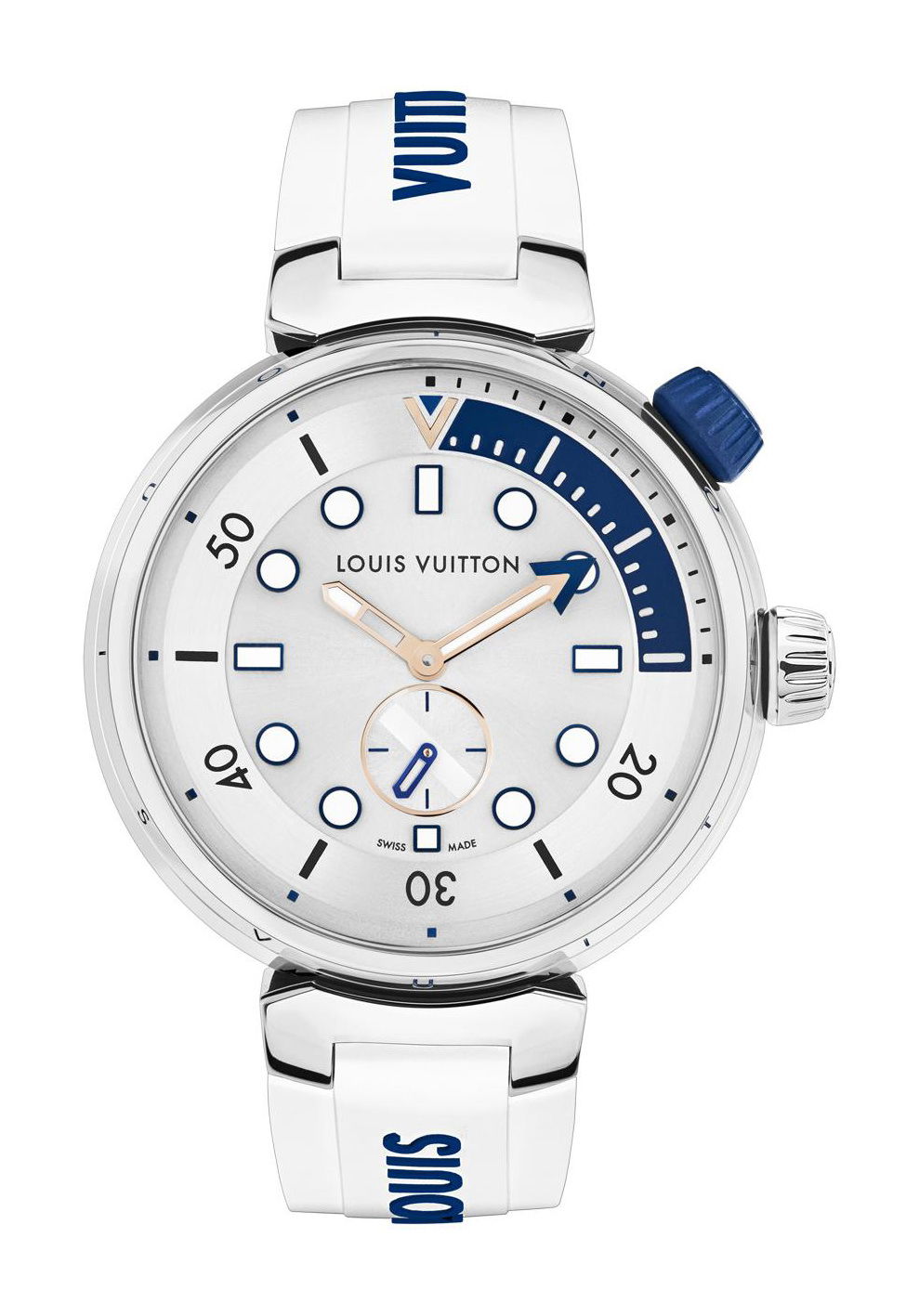 Louis Vuitton Tambour Street Diver Pacific White luxury timepiece - detailed view