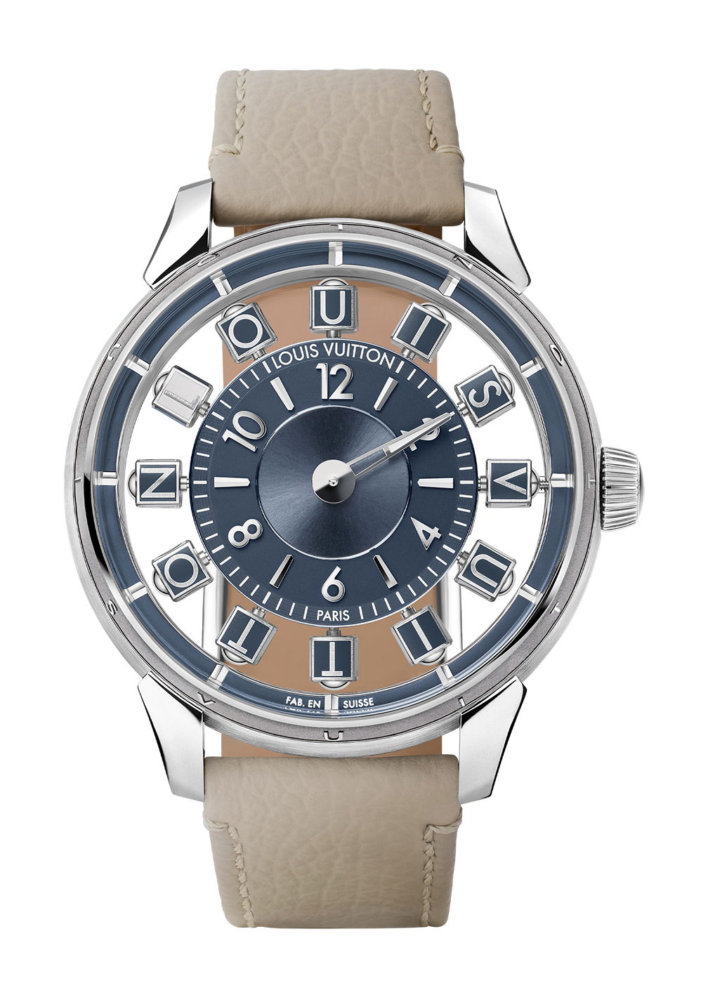 Louis Vuitton Tambour Taiko Spin Time AIr luxury timepiece - detailed view
