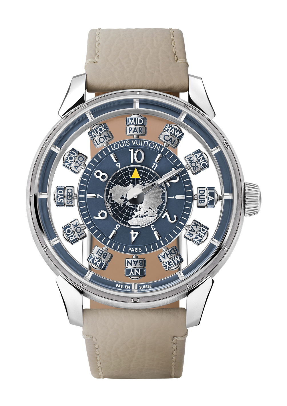 Louis Vuitton Tambour Taiko Spin Time Antipode luxury timepiece - detailed view
