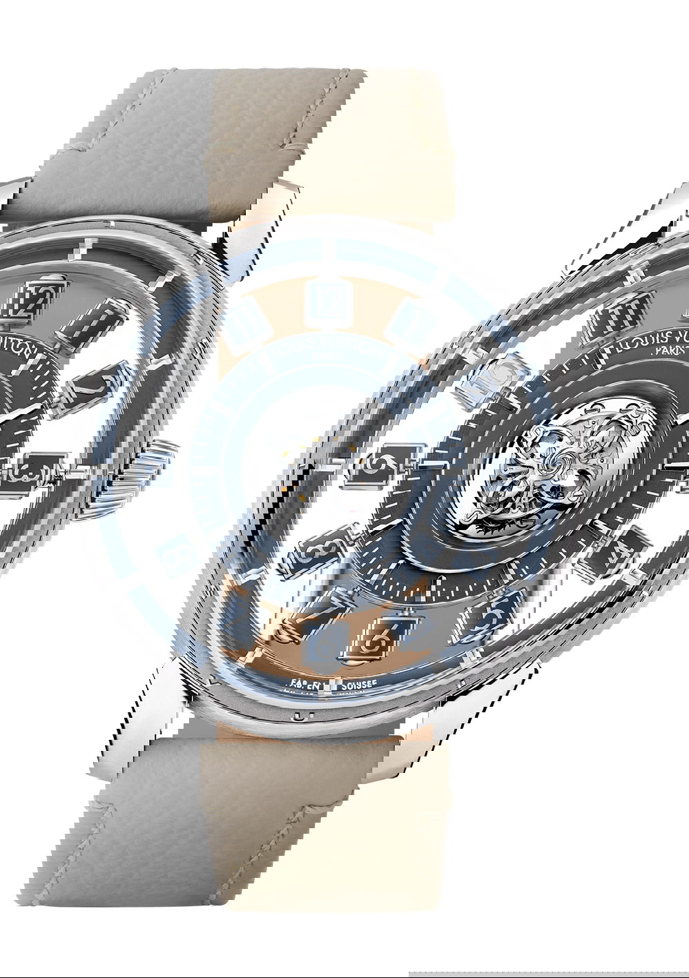 Louis Vuitton Tambour Taiko Spin Time Flying Tourbillon luxury timepiece - detailed view