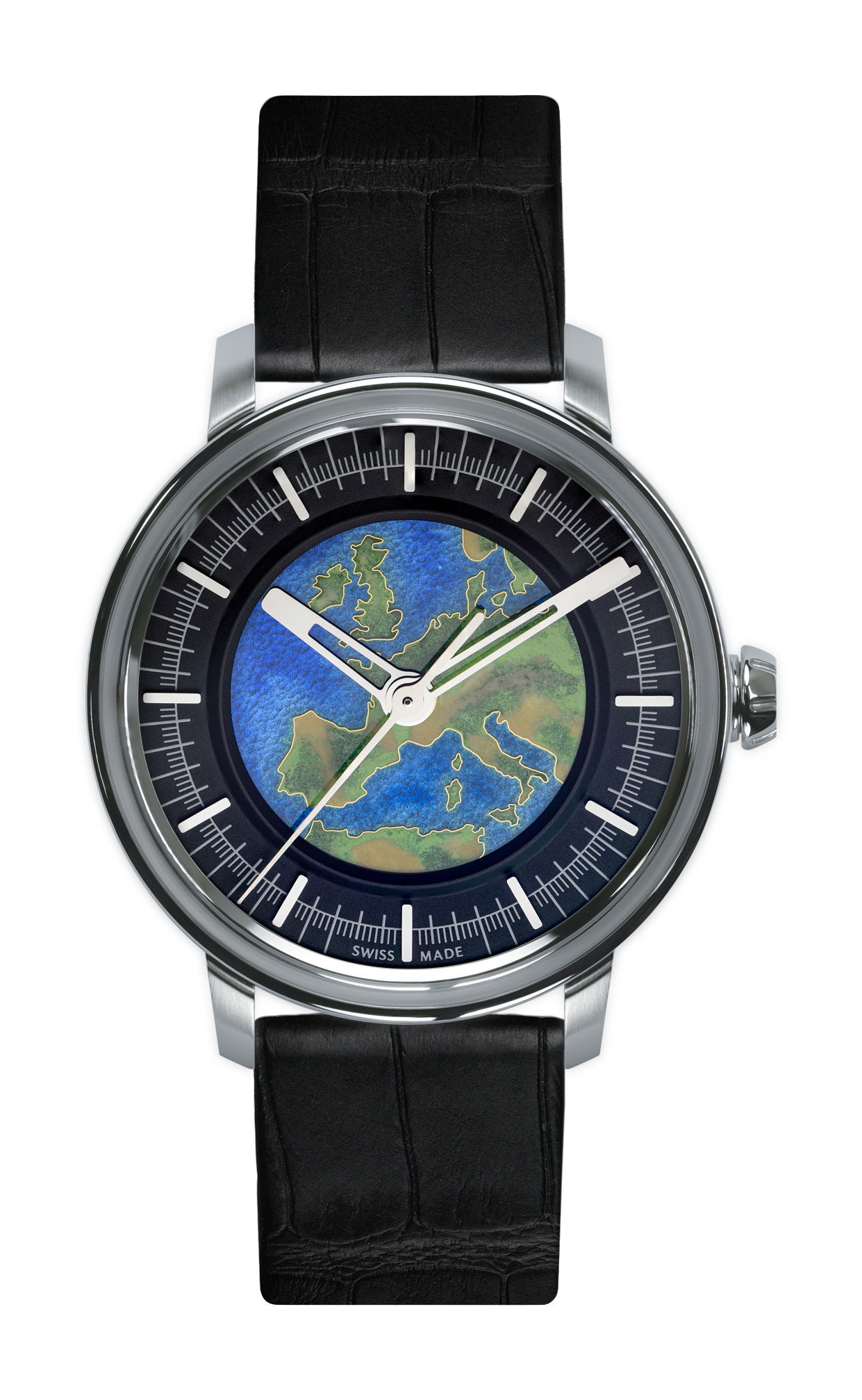 Lundis Bleus Métiers d’Art Ref.1120-MA “Europe – Black” luxury timepiece - detailed view