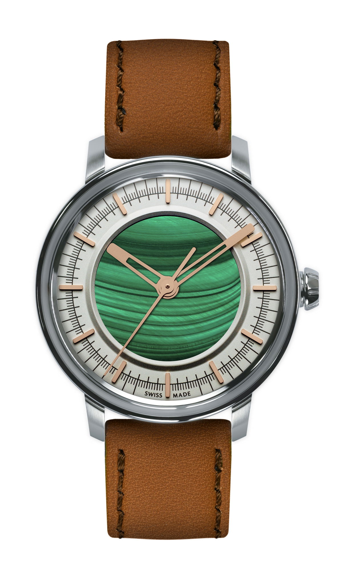 Lundis Bleus Métiers d’Art Ref.1120-MA “Malachite – Silver “ luxury timepiece - detailed view
