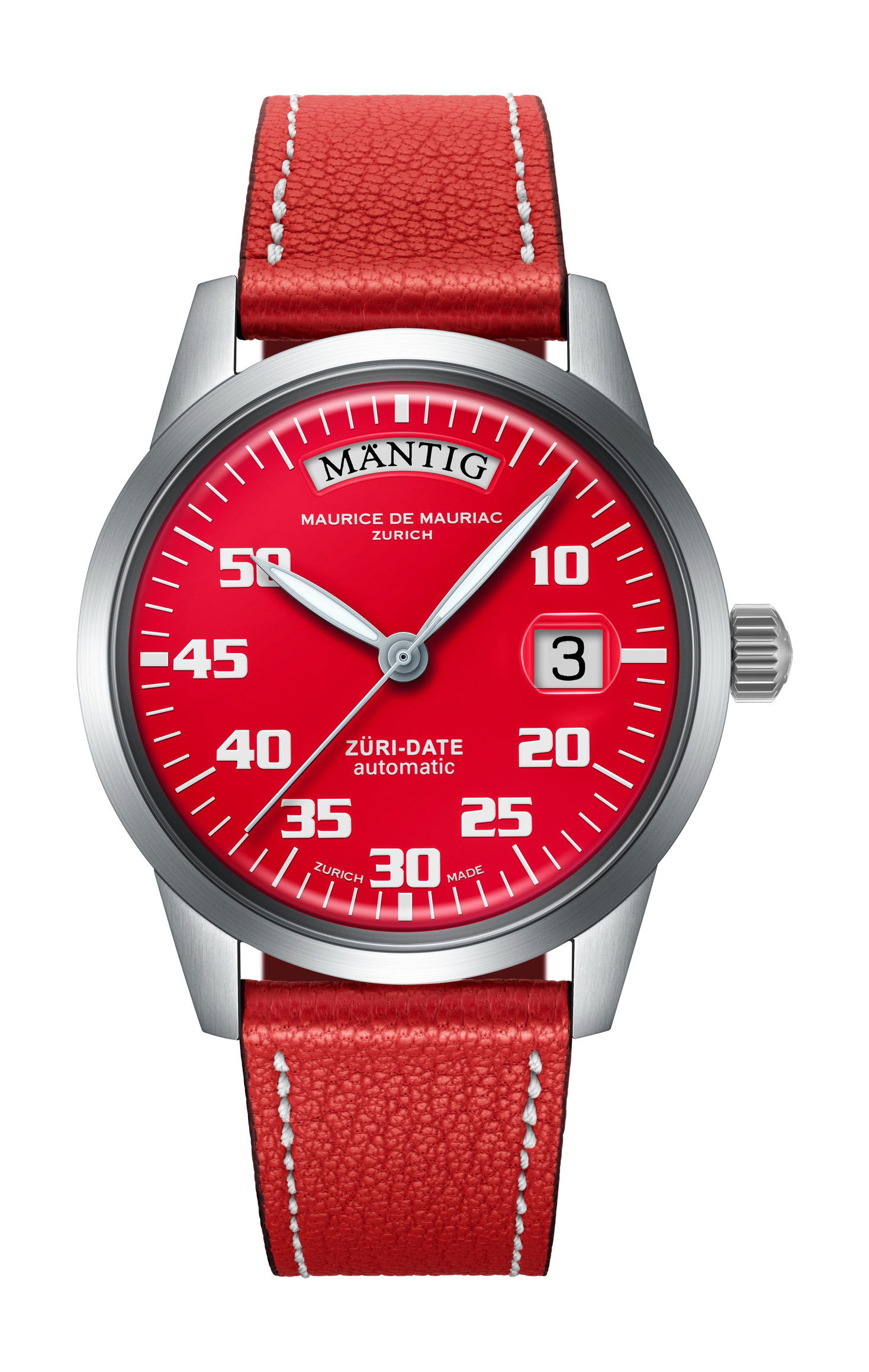 Maurice De Mauriac Automatic Date “Züri Date” Red watch