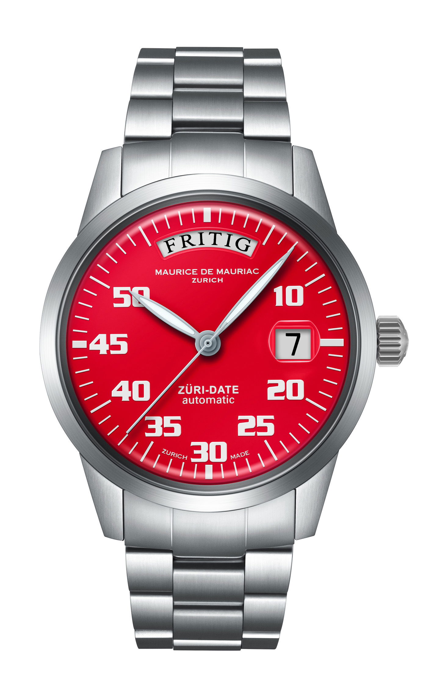 Maurice De Mauriac Automatic Date “Züri Date” Red watch