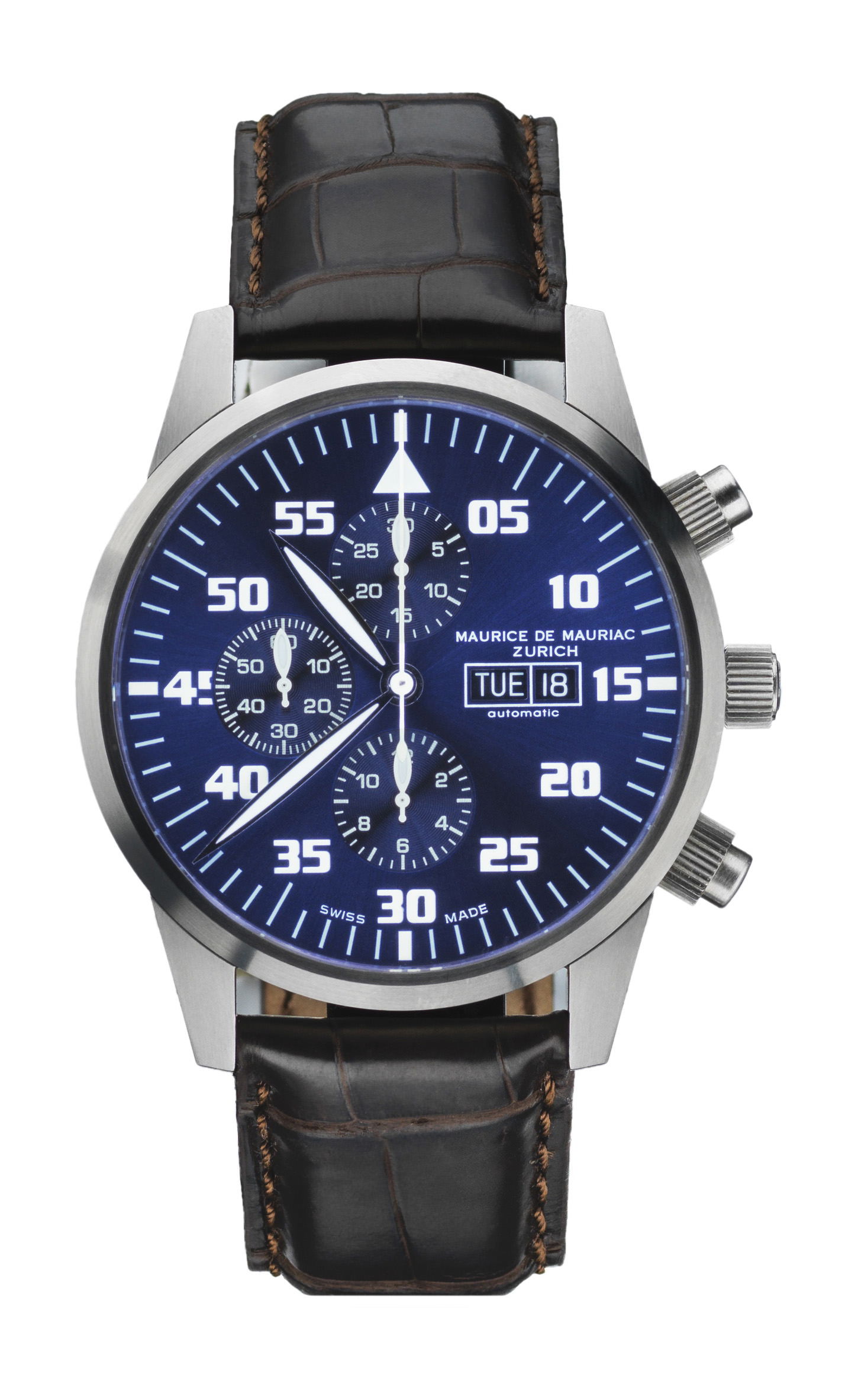 Maurice de Mauriac Chrono Modern “Deep Blue“ luxury timepiece - detailed view