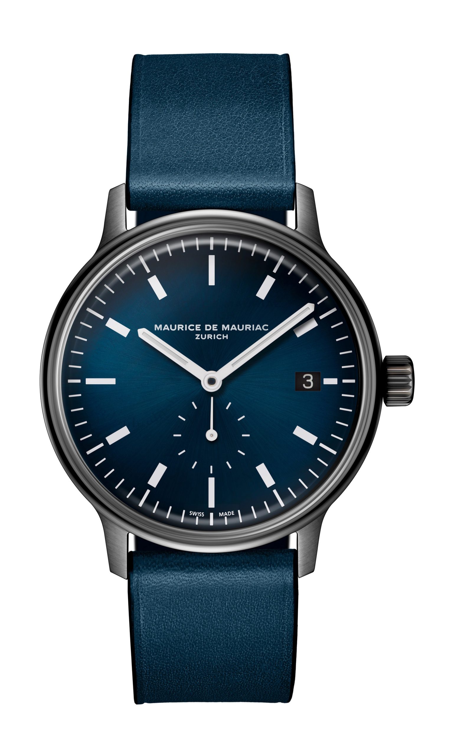 Maurice de Mauriac L3 Small Seconds Spheric Blue luxury timepiece - detailed view