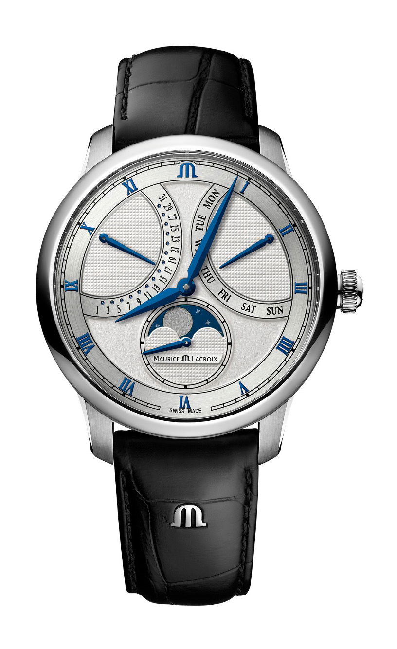 Maurice Lacroix MASTERPIECE MOONPHASE RETROGRADE luxury timepiece - detailed view