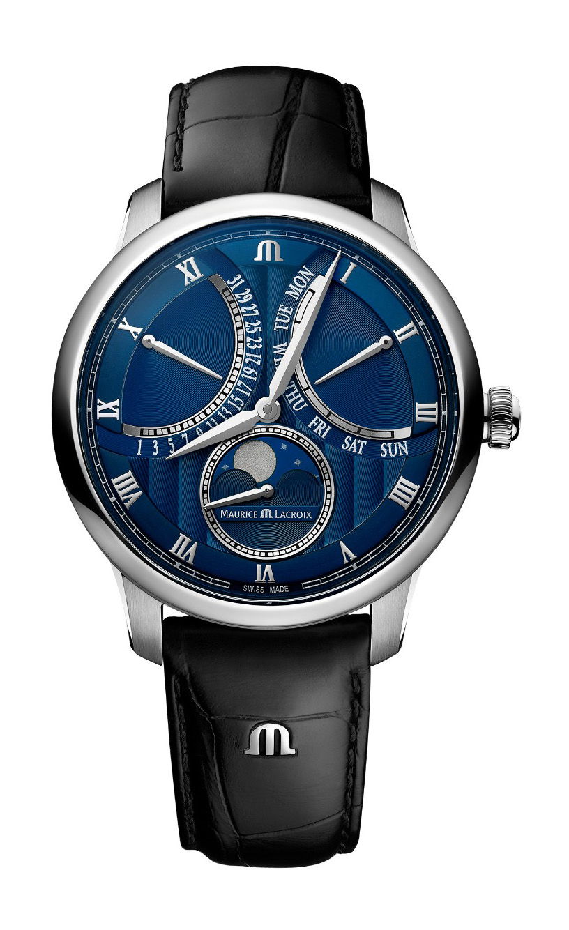 Maurice Lacroix MASTERPIECE MOONPHASE RETROGRADE luxury timepiece - detailed view