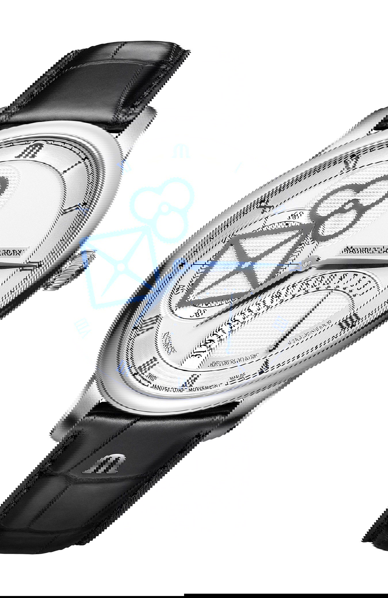Maurice Lacroix Masterpiece Square Wheel Retrograde 43 luxury timepiece - detailed view