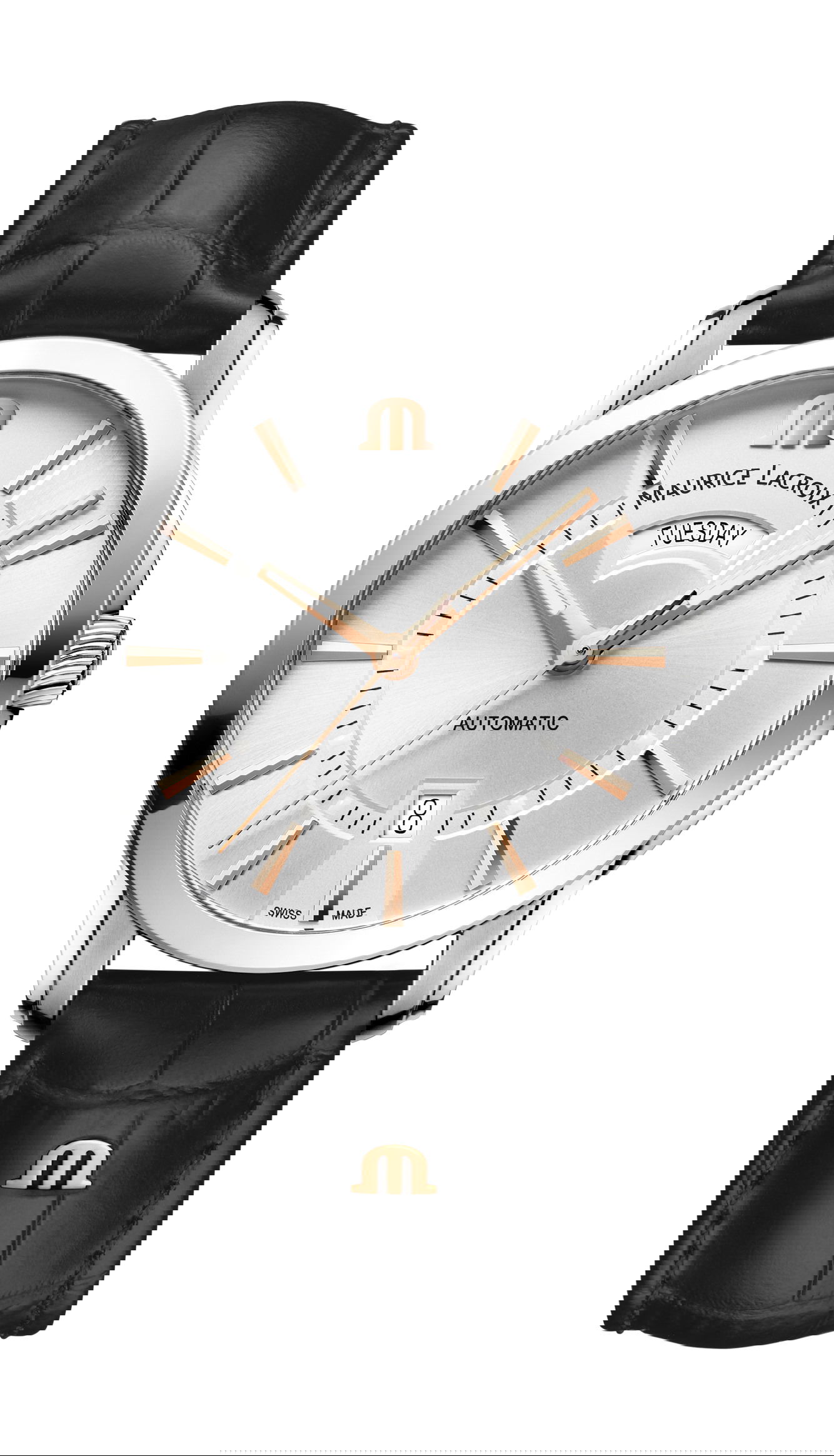 Maurice Lacroix Pontos Day Date luxury timepiece - detailed view