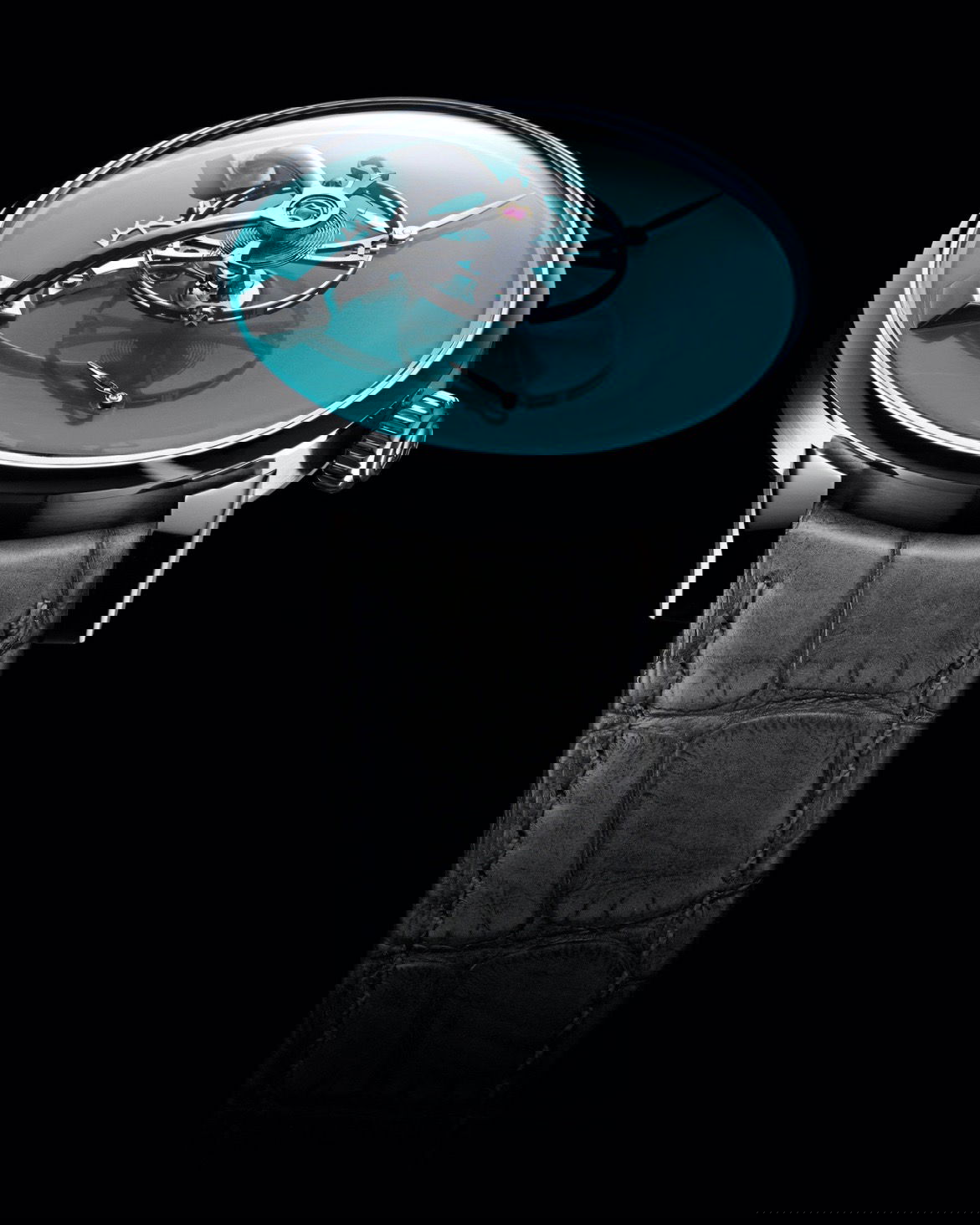 MB&F LM101 MB&F x H. Moser Aqua Blue luxury timepiece - detailed view