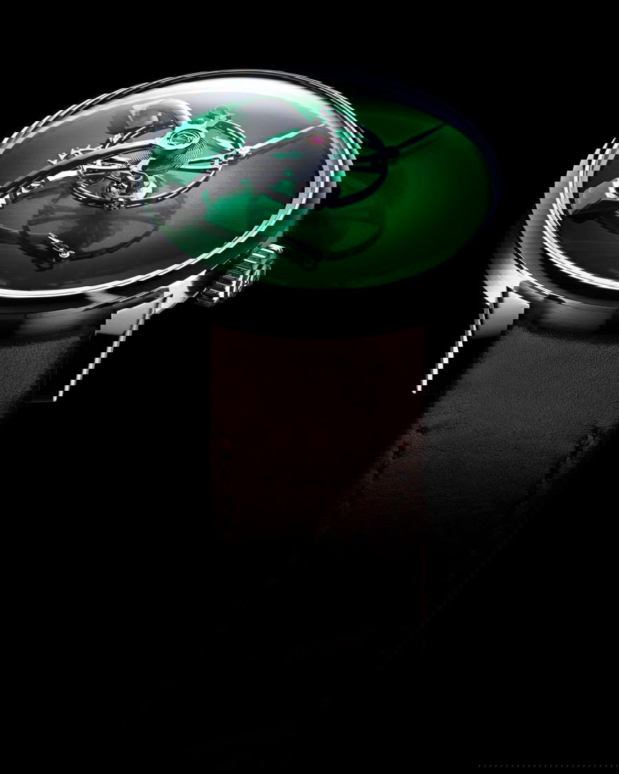 MB&F LM101 MB&F x H. Moser Cosmic Green luxury timepiece - detailed view