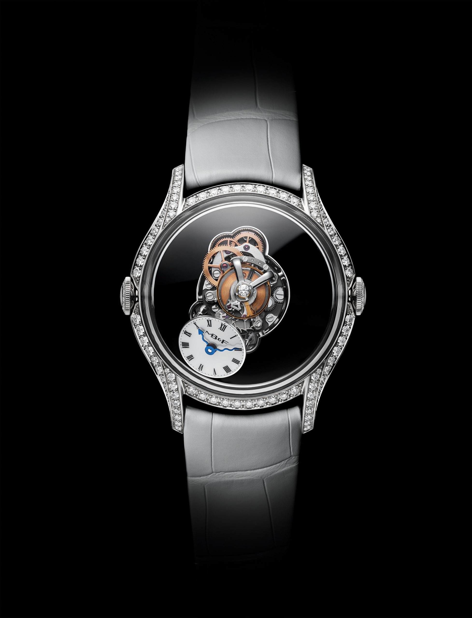MB&F LM Flying T Black Lacquer luxury timepiece - detailed view