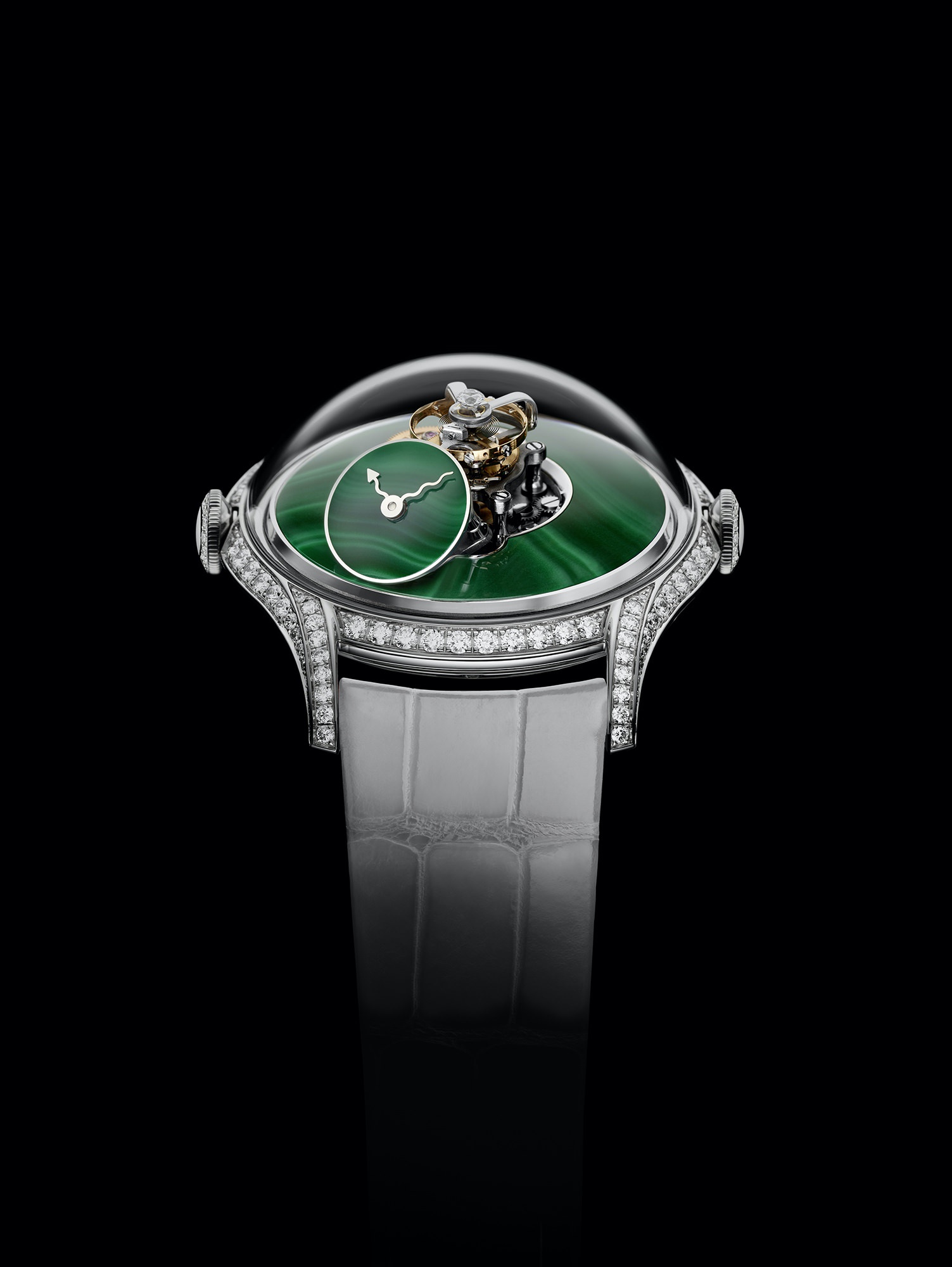 MB&F LM Flying T Malachite luxury timepiece - detailed view