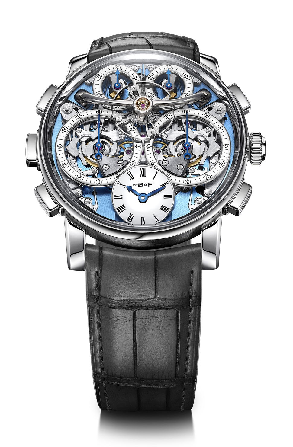 MB&F LM Sequential Flyback Platinum luxury timepiece - detailed view