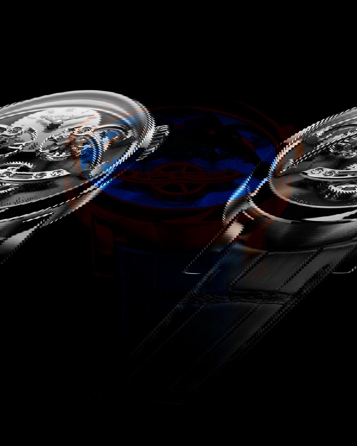 MB&F LM2 Red Gold Blue luxury timepiece - detailed view