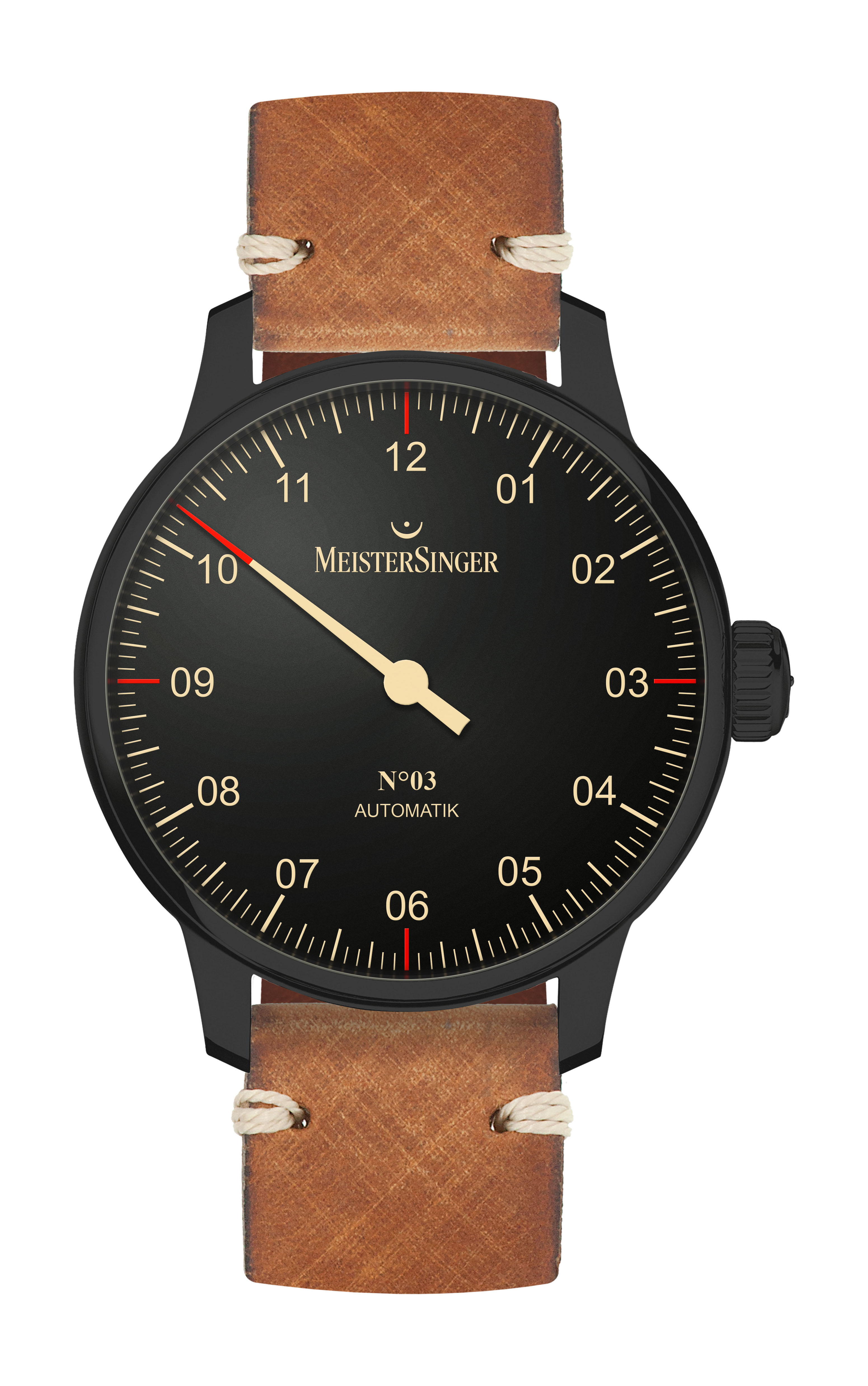 MeisterSinger N°03 Black luxury timepiece - detailed view