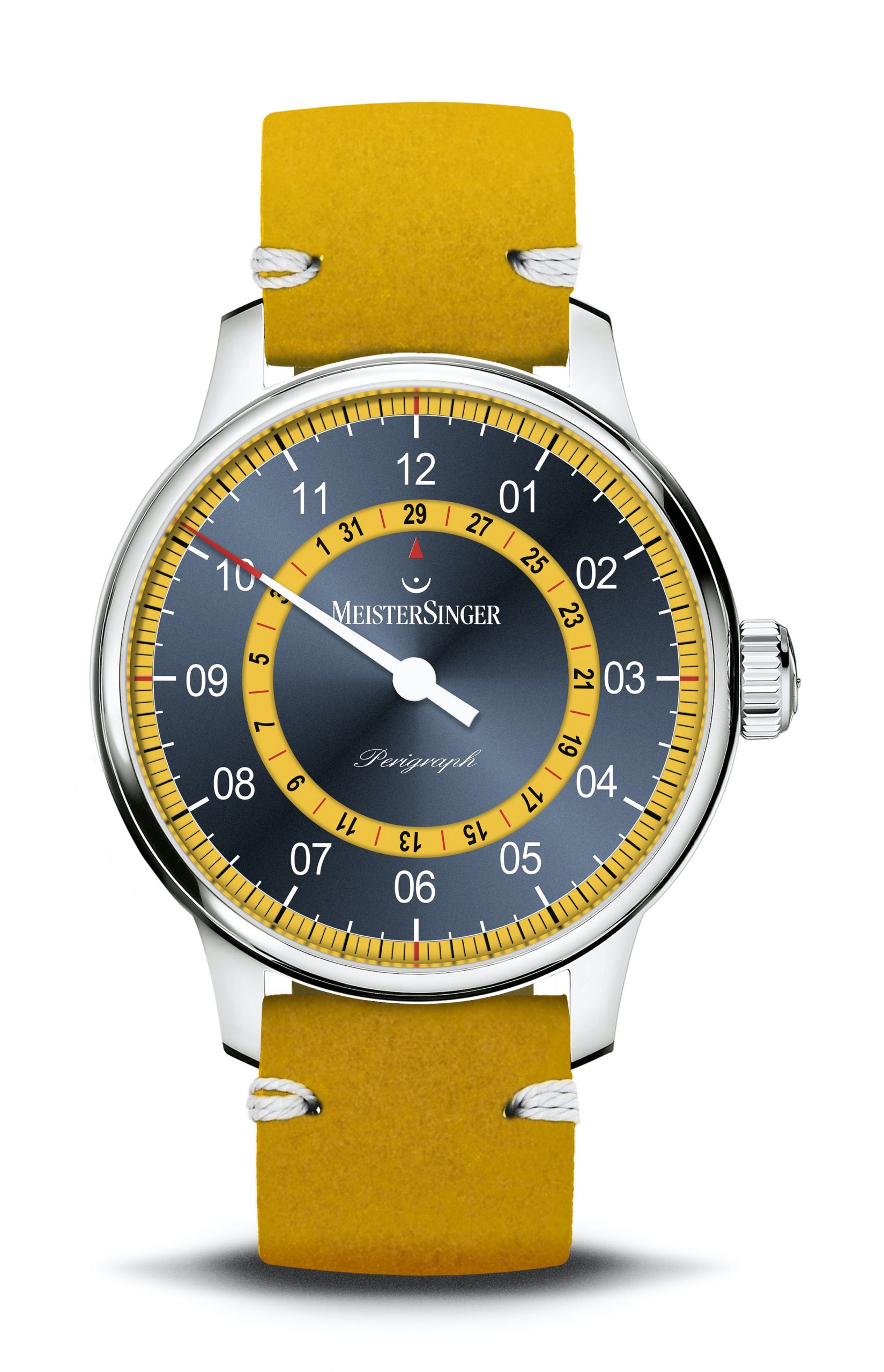 MeisterSinger Perigraph Mellow Yellow luxury timepiece - detailed view
