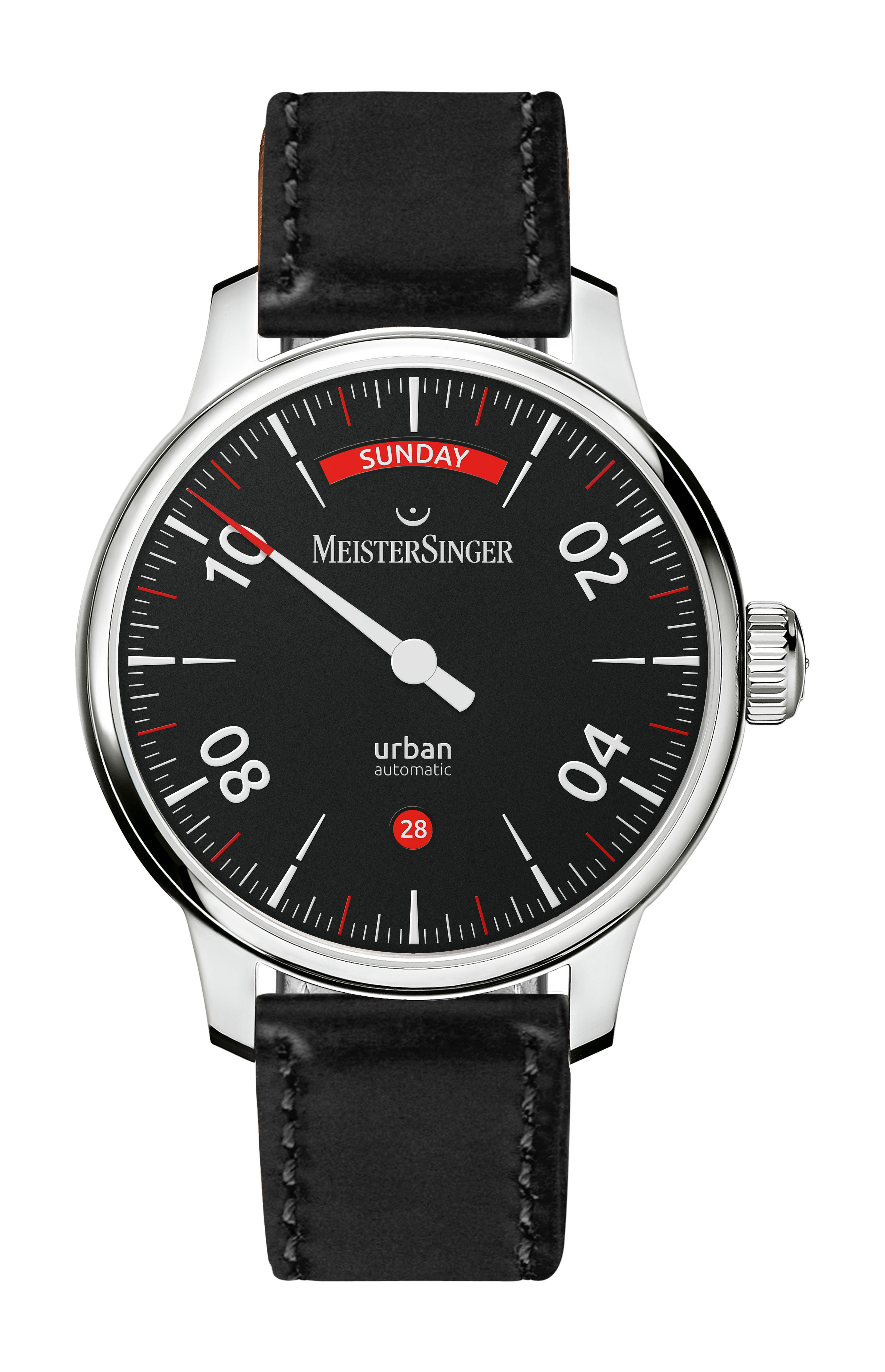 MeisterSinger Urban Day Date luxury timepiece - detailed view
