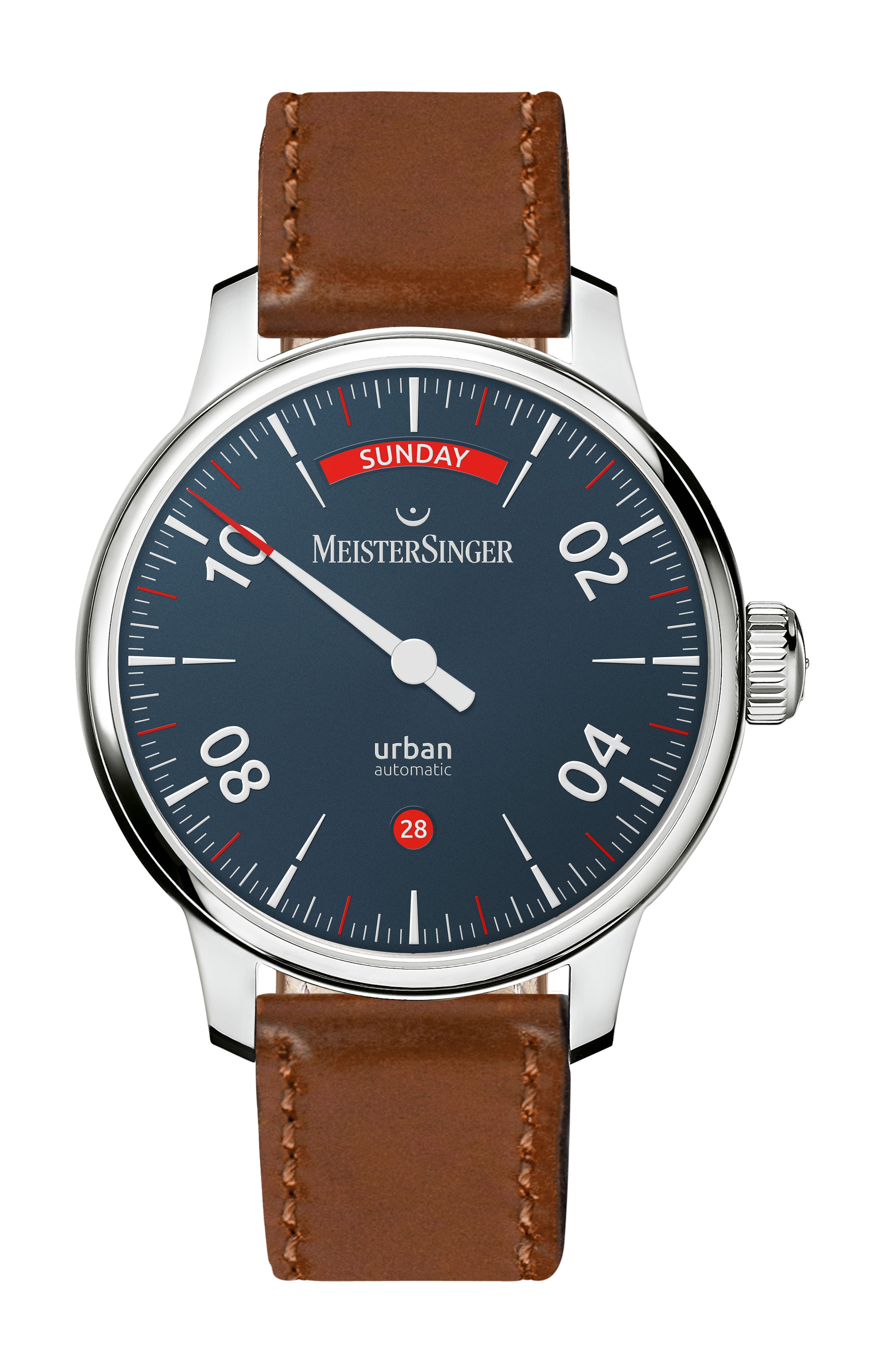 MeisterSinger Urban Day Date luxury timepiece - detailed view