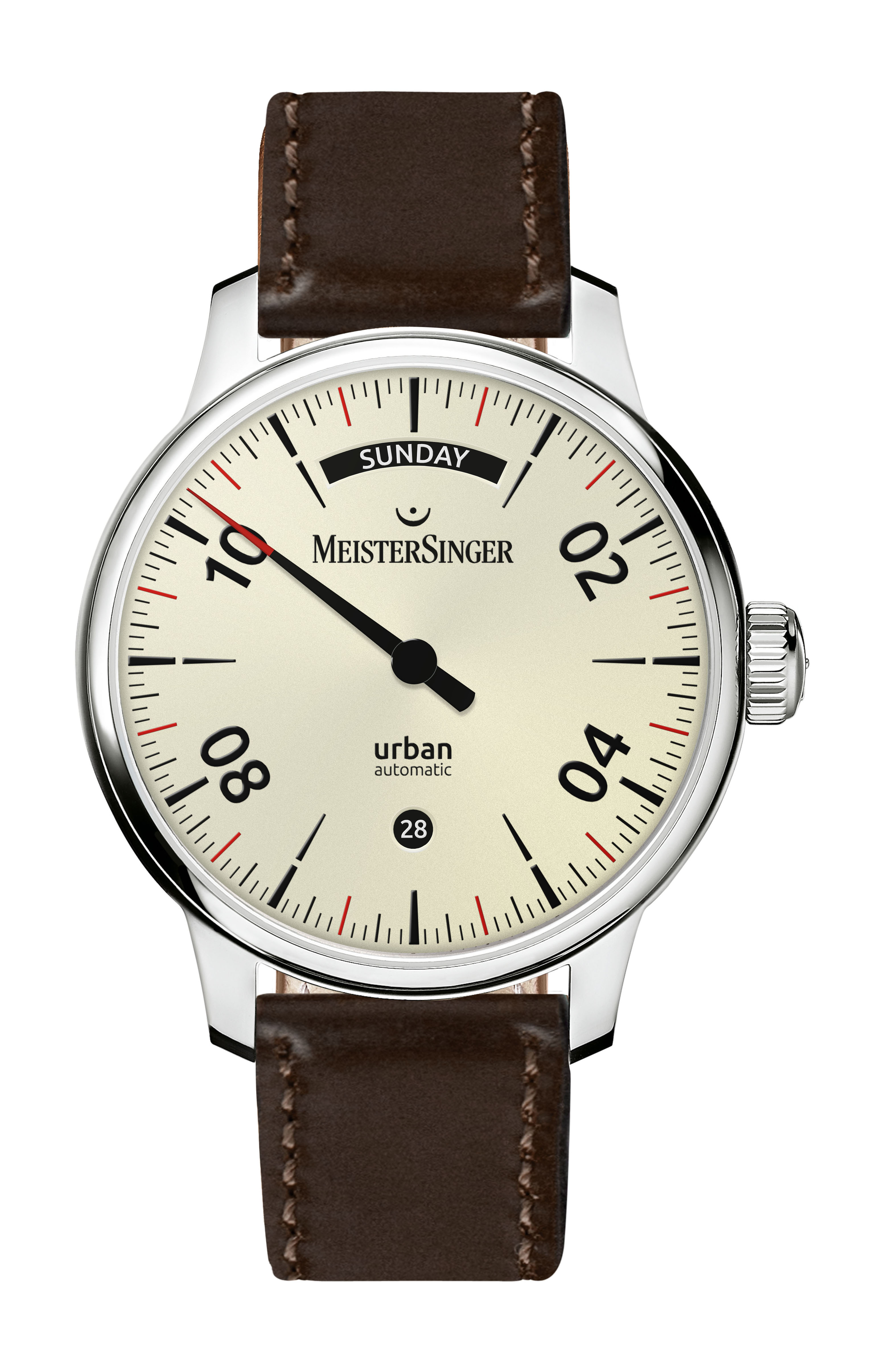 MeisterSinger Urban Day Date luxury timepiece - detailed view